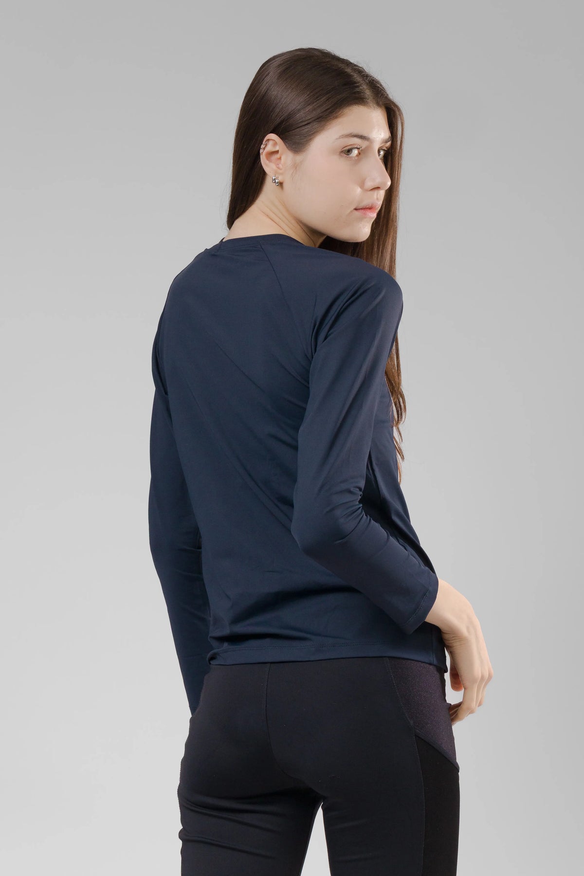 Camiseta Feminina  UV+ Azul Marinho - Manga Longa