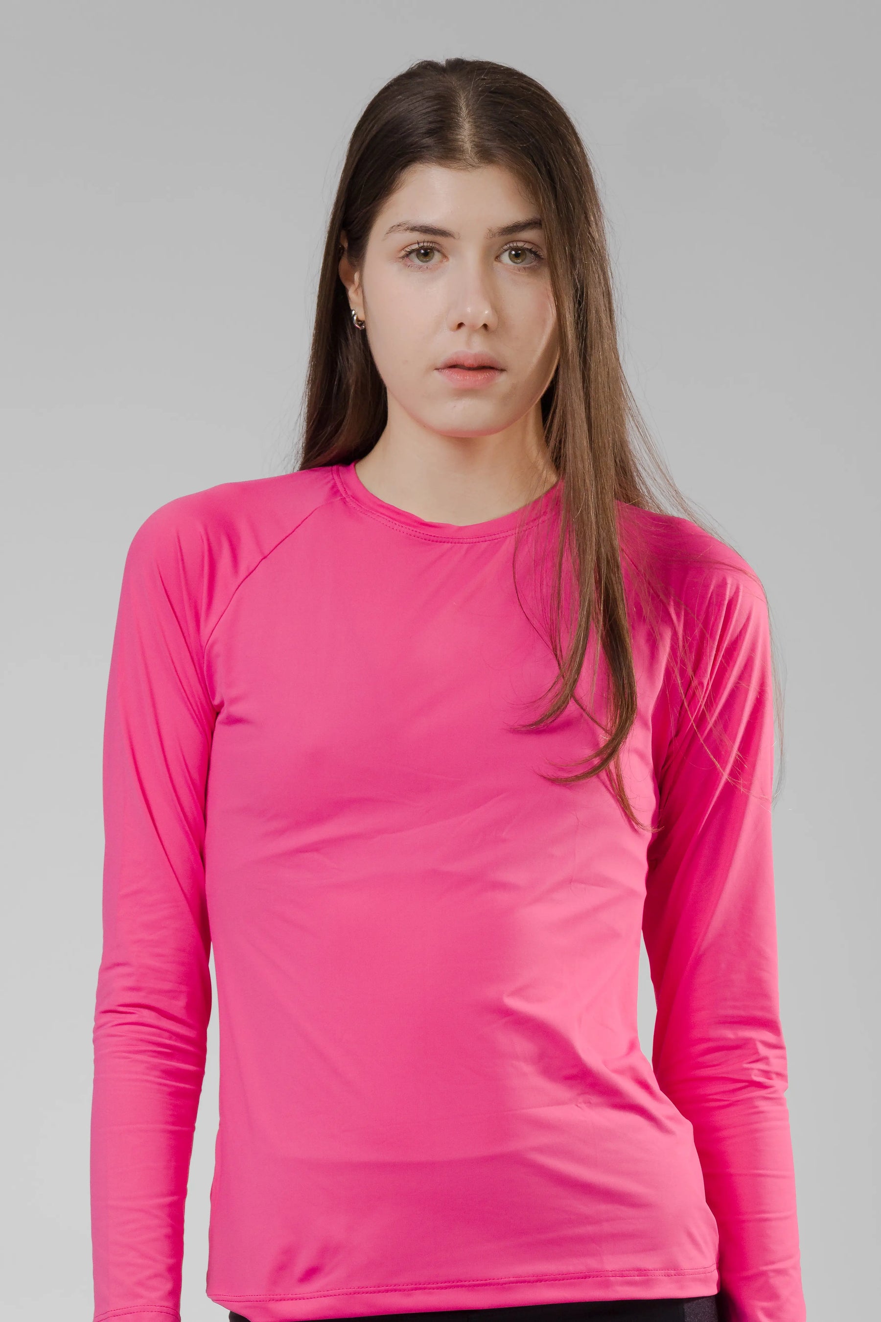 Camiseta Feminina UV+ Rosa Shock - Manga Longa