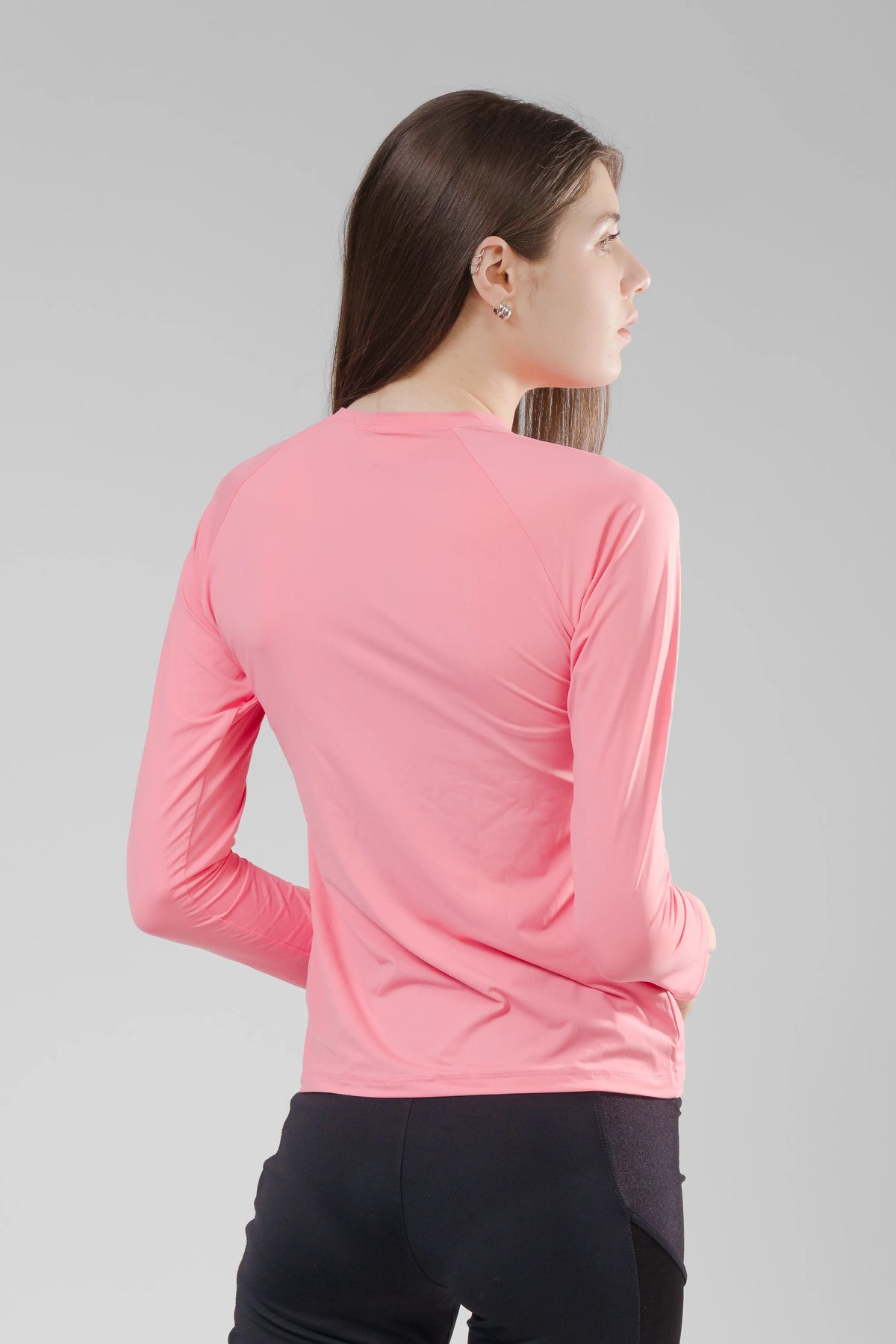 Camiseta Feminina  UV+ Rosa bebê - Manga Longa