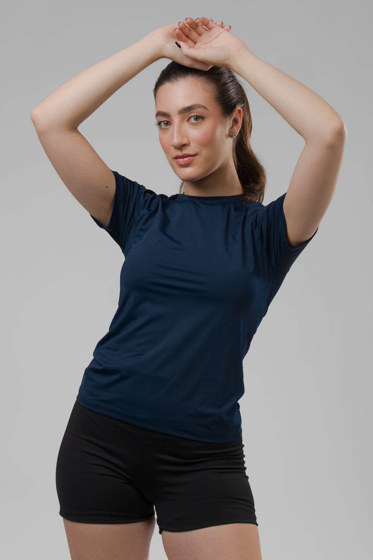 Camiseta Feminina  UV+ Azul Marinho - Manga Curta