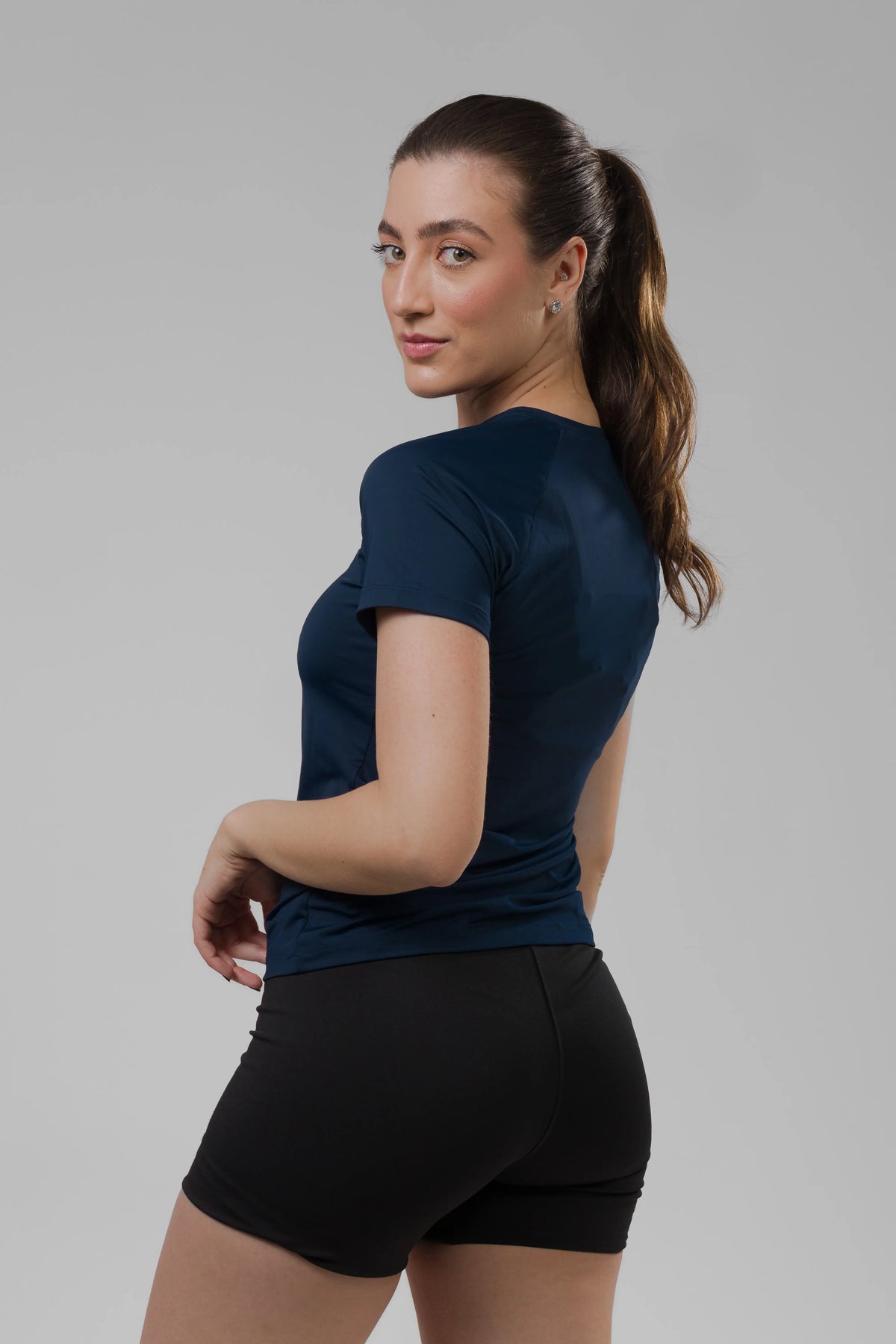 Camiseta Feminina  UV+ Azul Marinho - Manga Curta