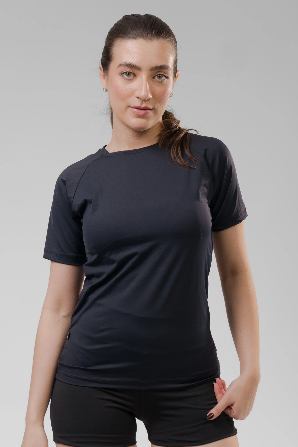 Camiseta Feminina  UV+ Preta - Manga Curta