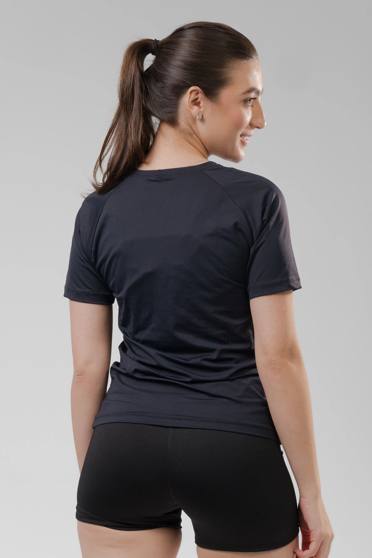 Camiseta Feminina  UV+ Preta - Manga Curta