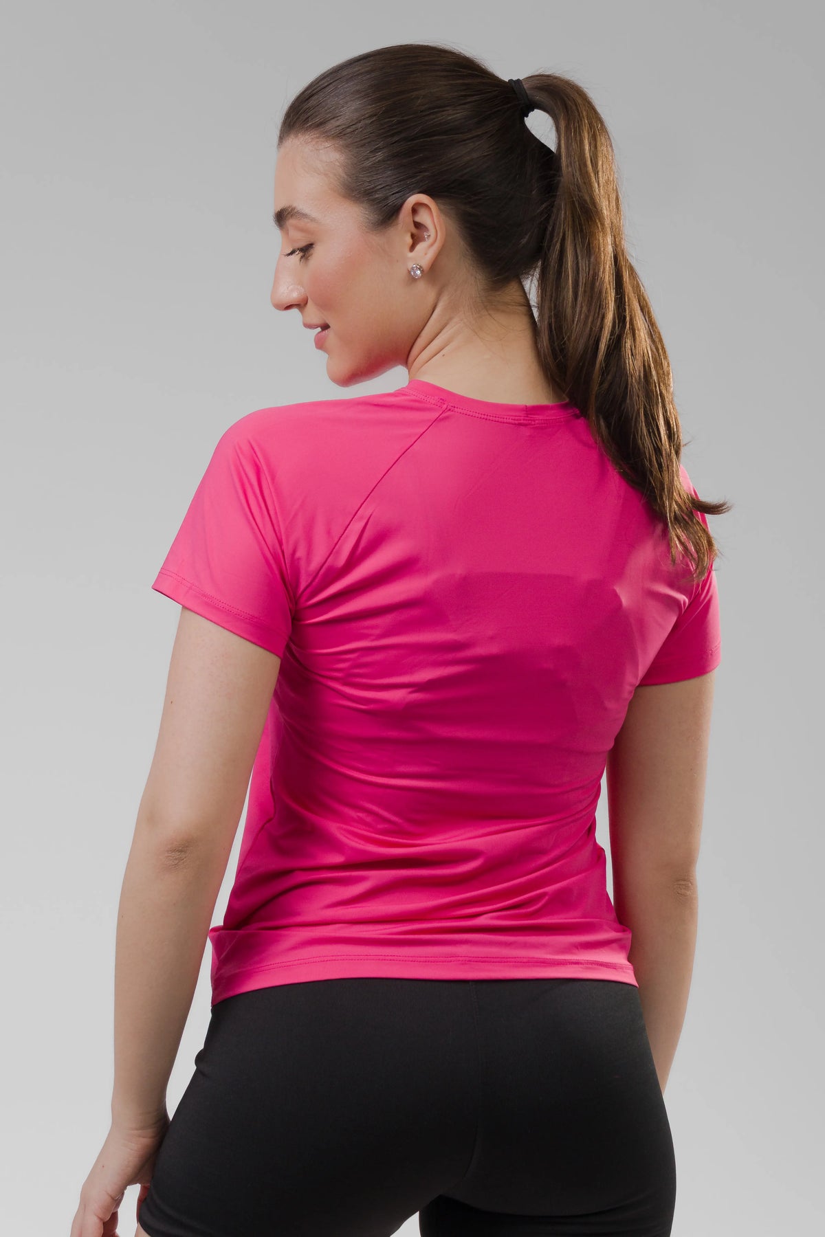 Camiseta Feminina UV+ Rosa Shock - Manga Curta