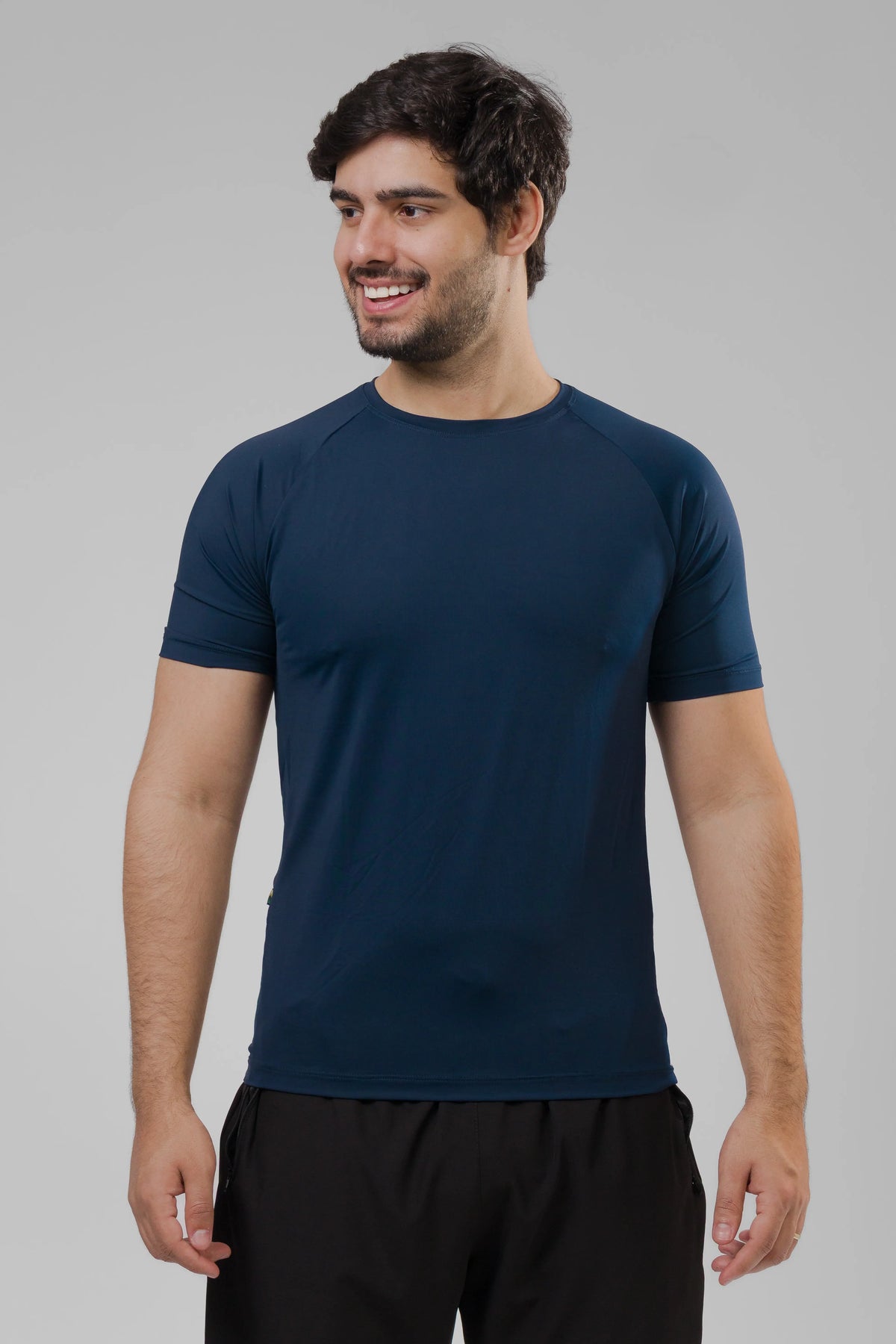 Camiseta Masculina  UV+ Azul Marinho - Manga Curta