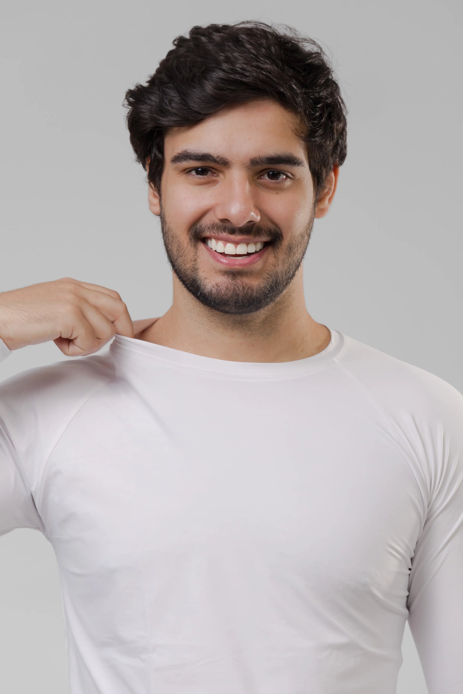 Camiseta Masculina UV+ Branca - Manga Longa