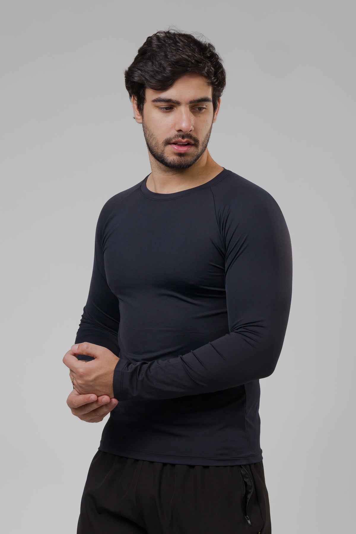 Camiseta Masculina  UV+ Preta - Manga Longa