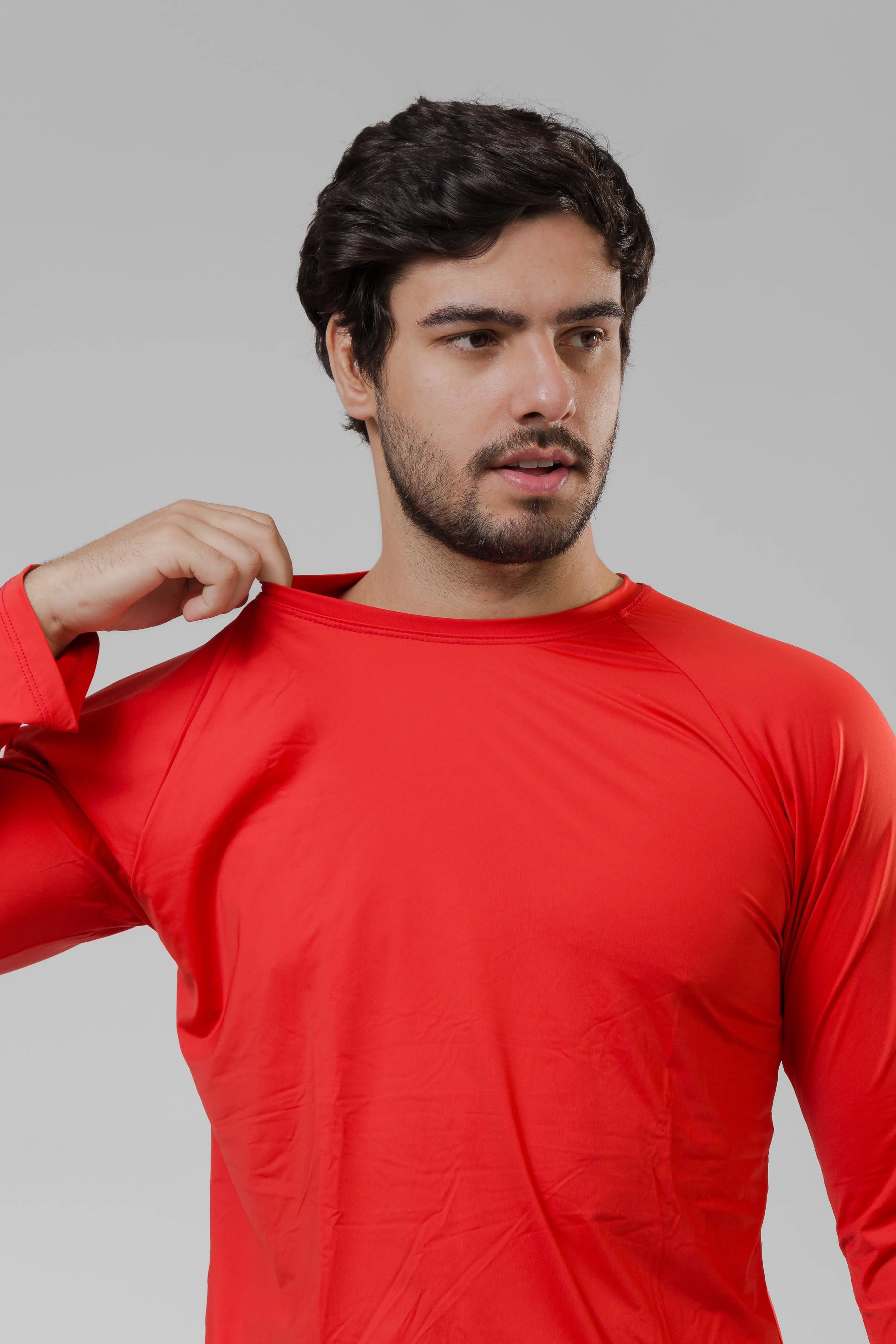 Camiseta Masculina  UV+ Vermelha - Manga Longa
