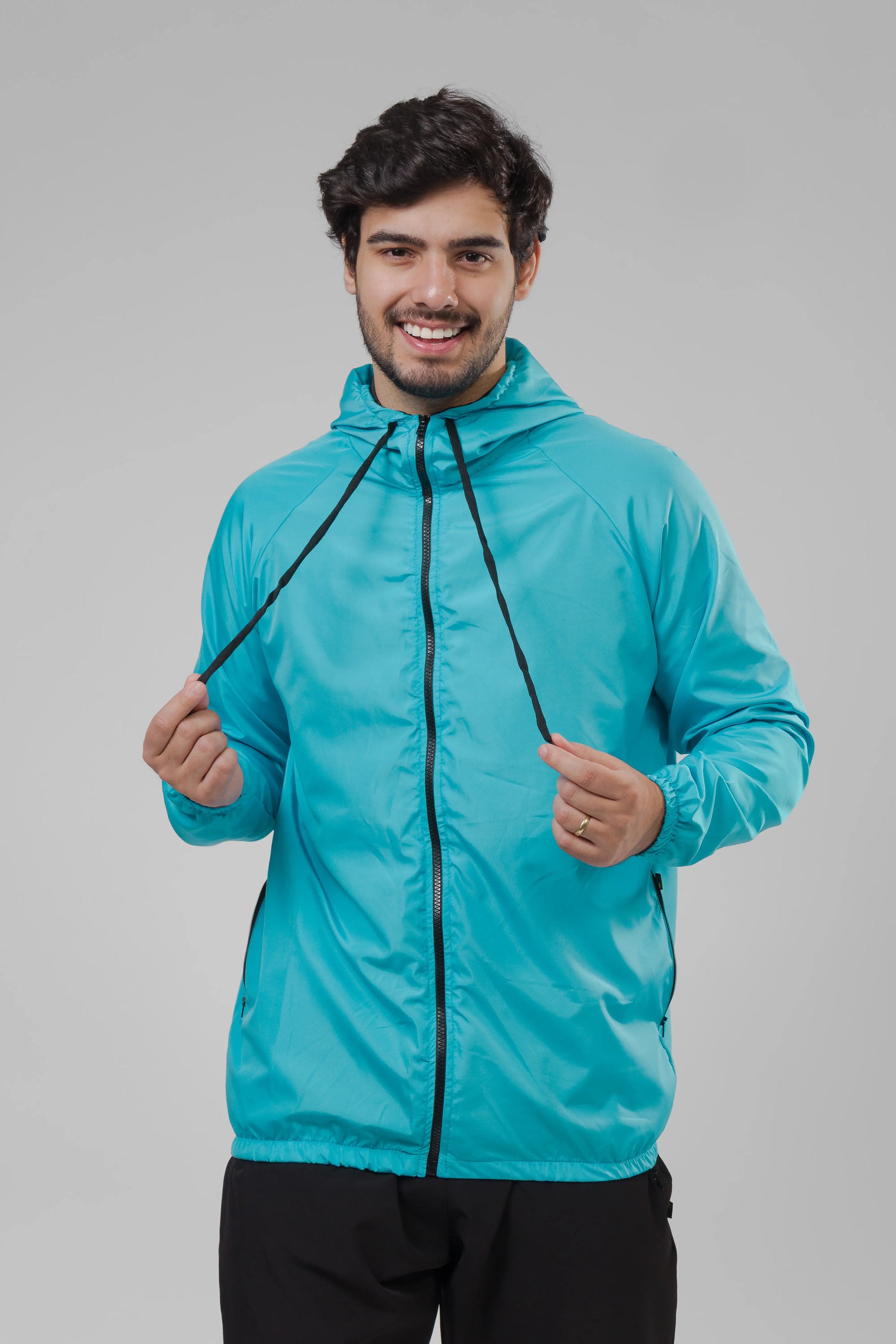 Jaqueta Corta Vento Masculina - Azul Turquesa
