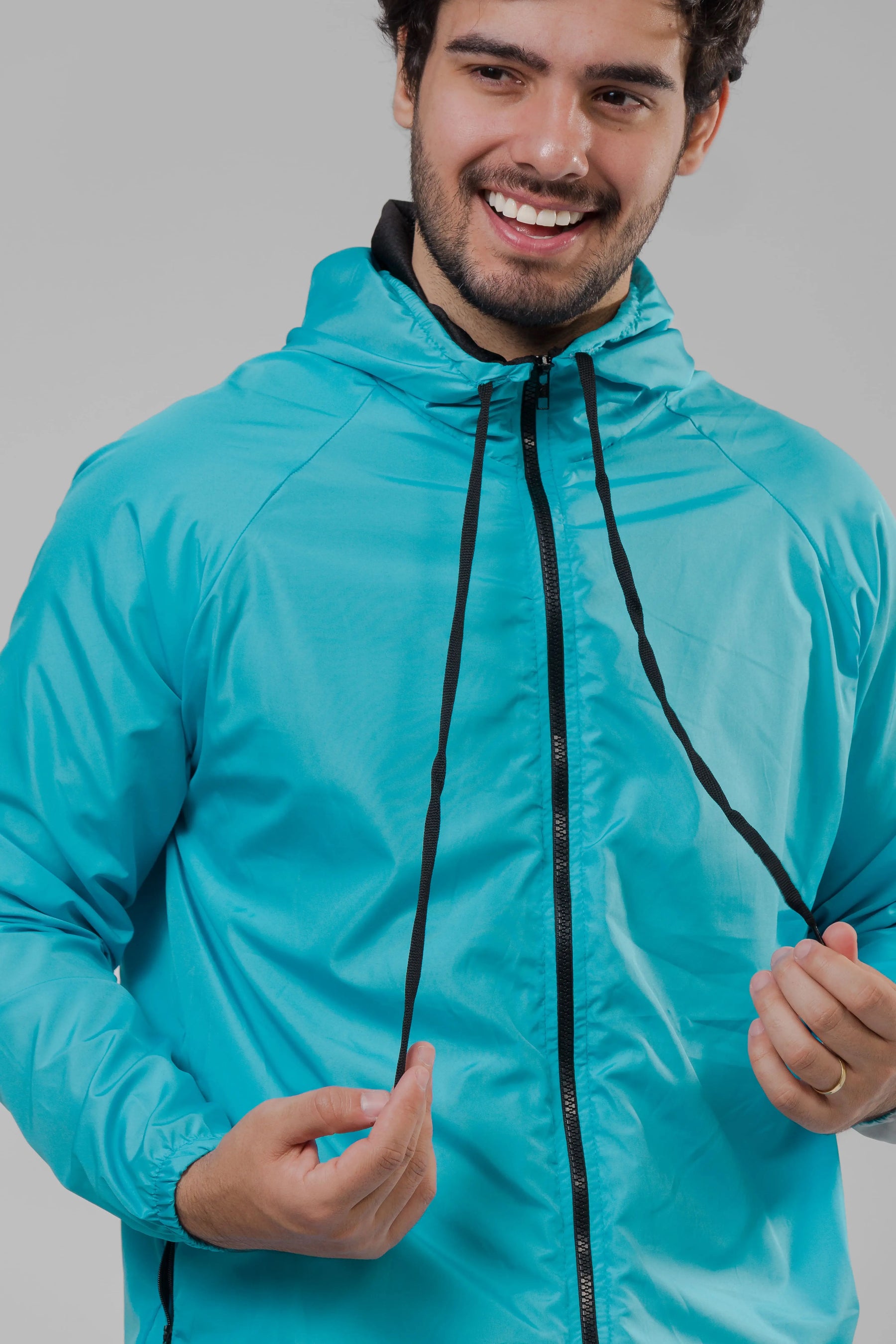 Jaqueta Corta Vento Masculina - Azul Turquesa
