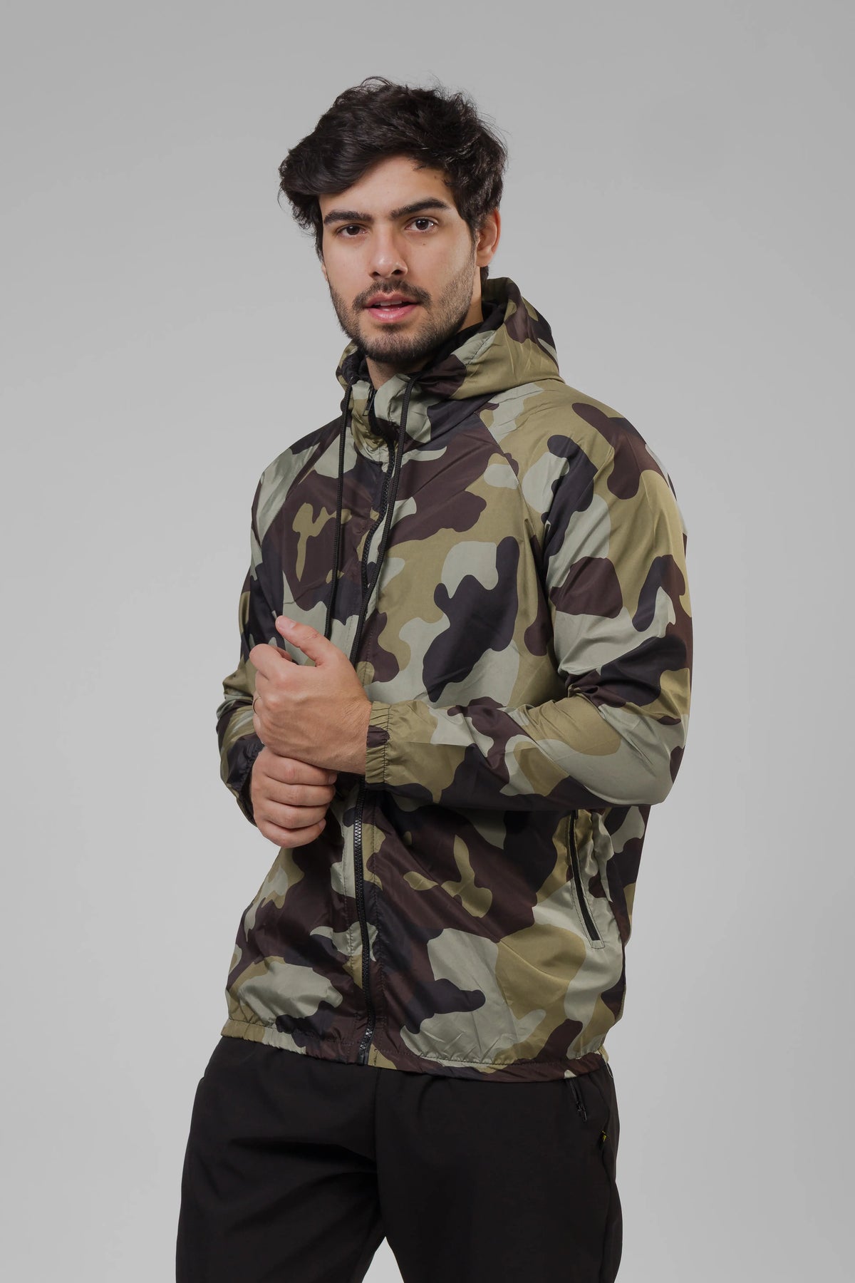 Jaqueta Corta Vento Masculina - Camuflada Verde