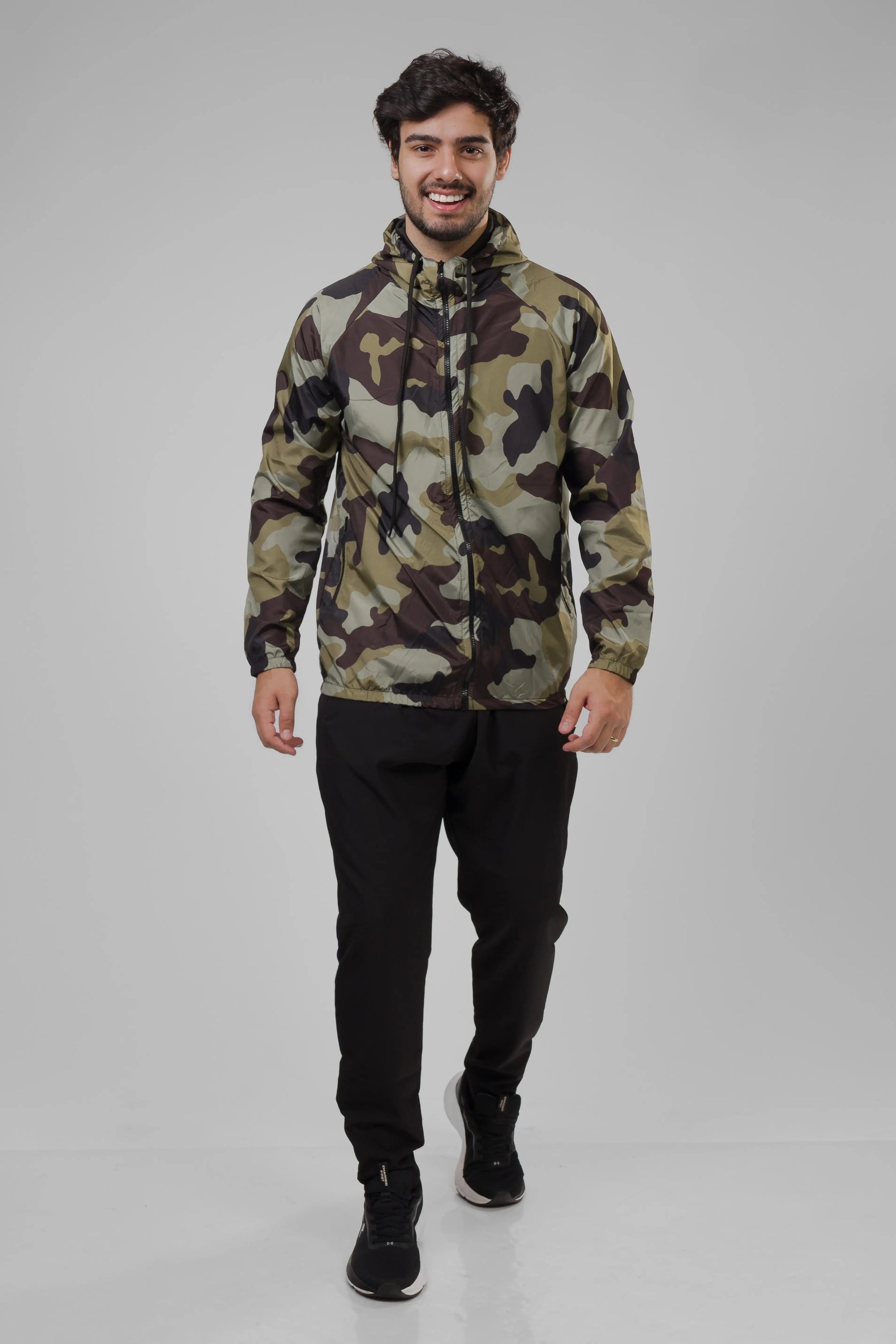 Jaqueta Corta Vento Masculina - Camuflada Verde