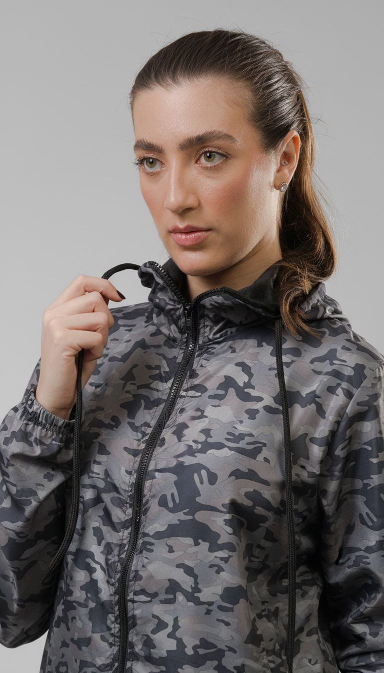 Jaqueta Corta Vento Feminina - Camuflado Claro