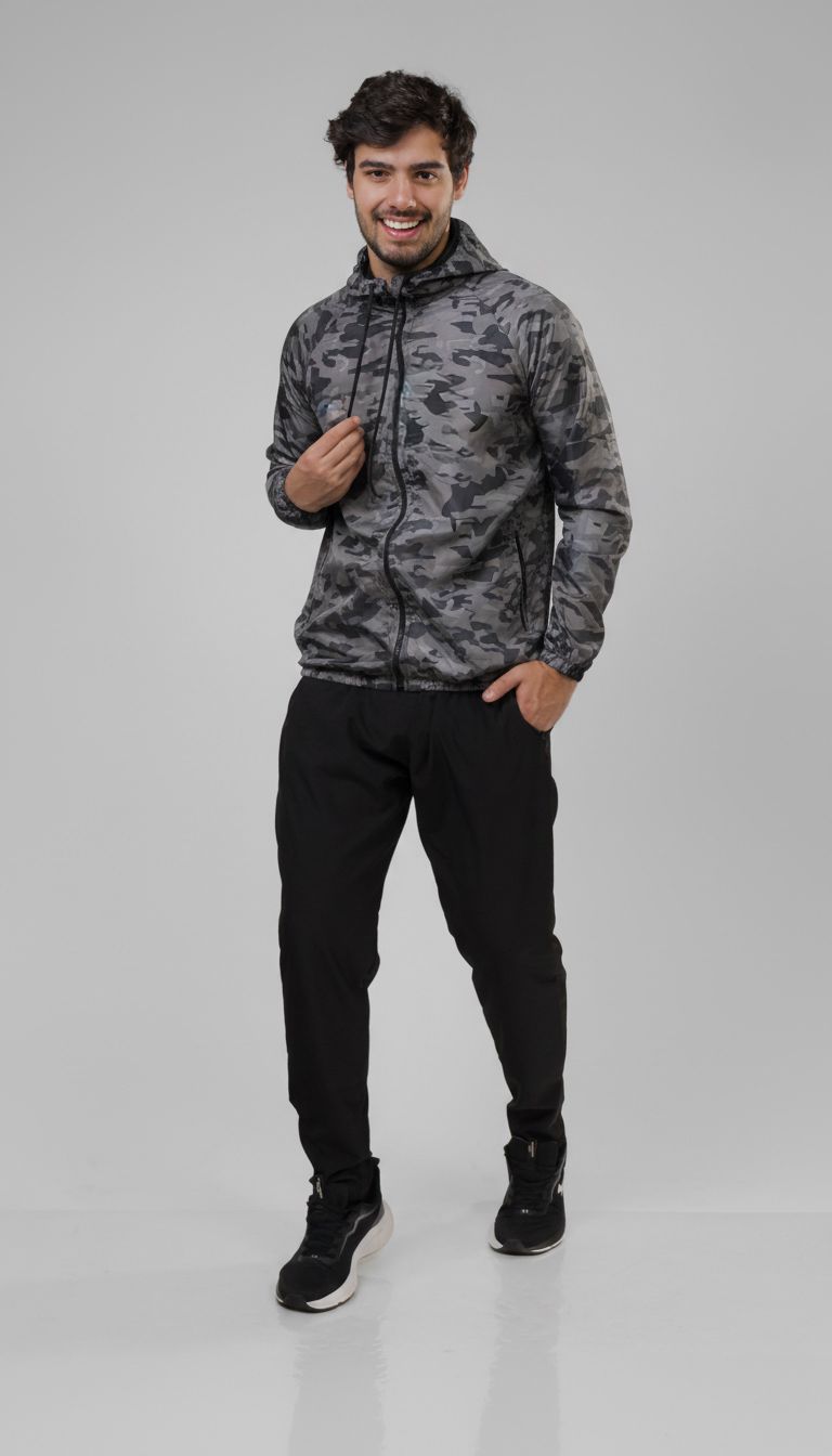 Jaqueta Corta Vento Masculina - Camuflada Claro