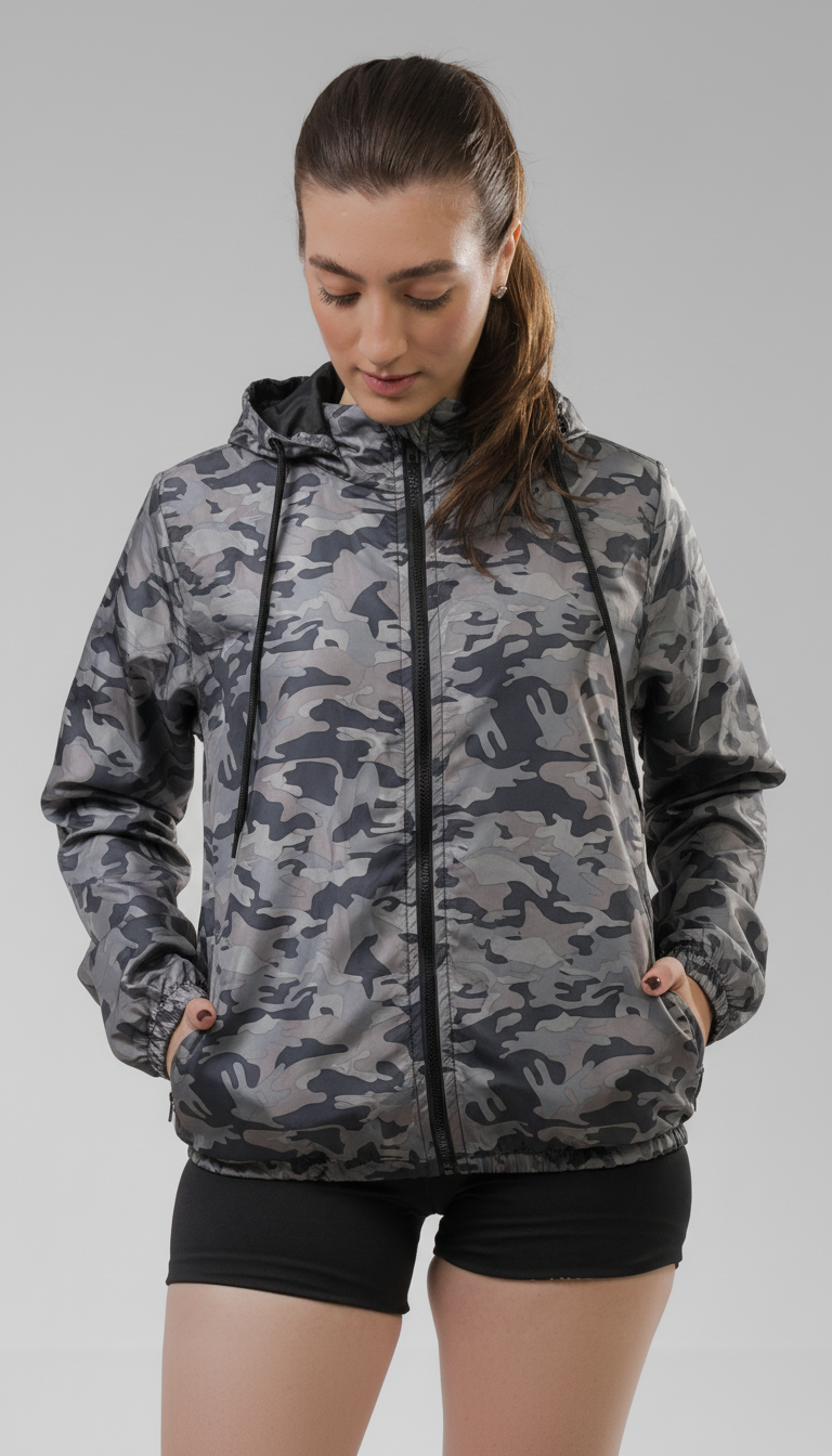 Jaqueta Corta Vento Feminina  - Camuflado Claro