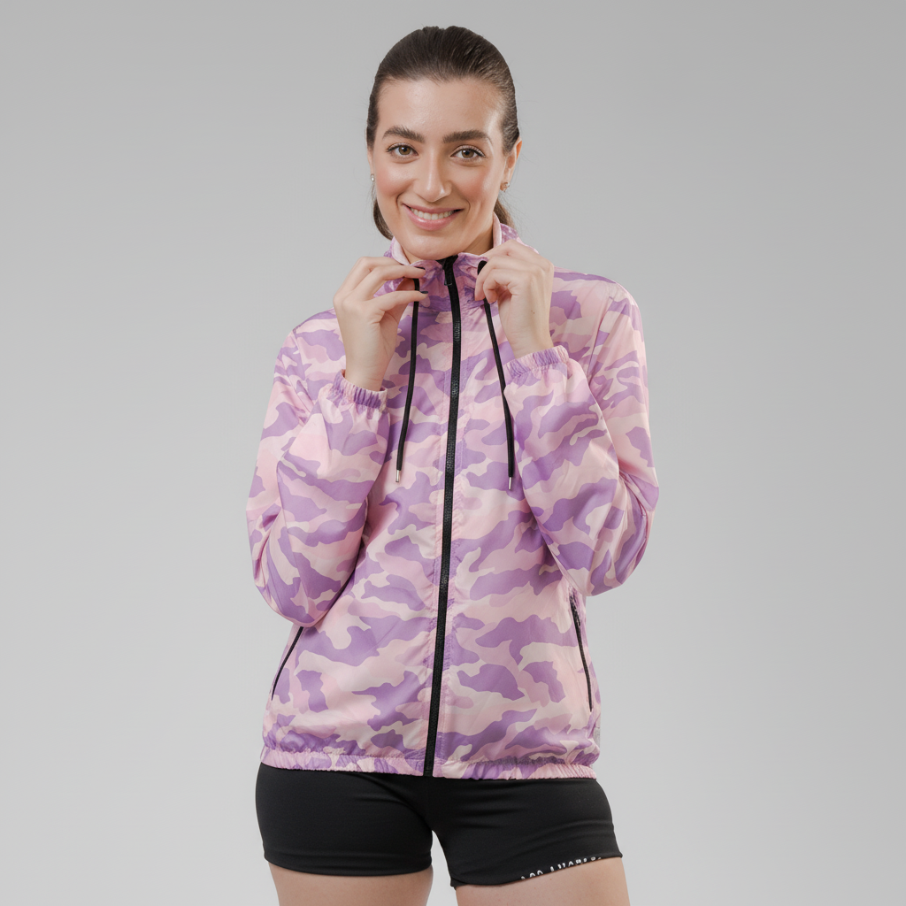 Jaqueta Corta Vento Feminina - Camuflada Rosa