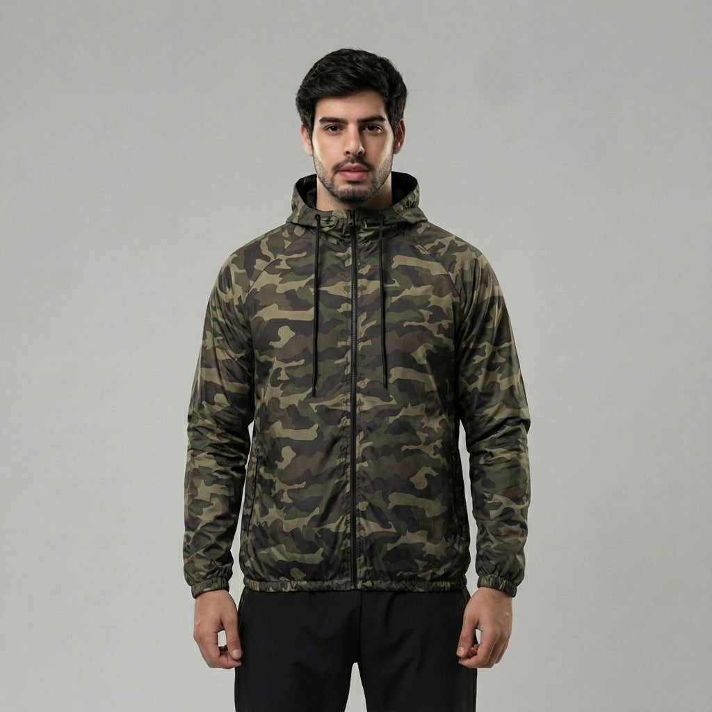 Jaqueta Corta Vento Masculina - Camuflada Verde