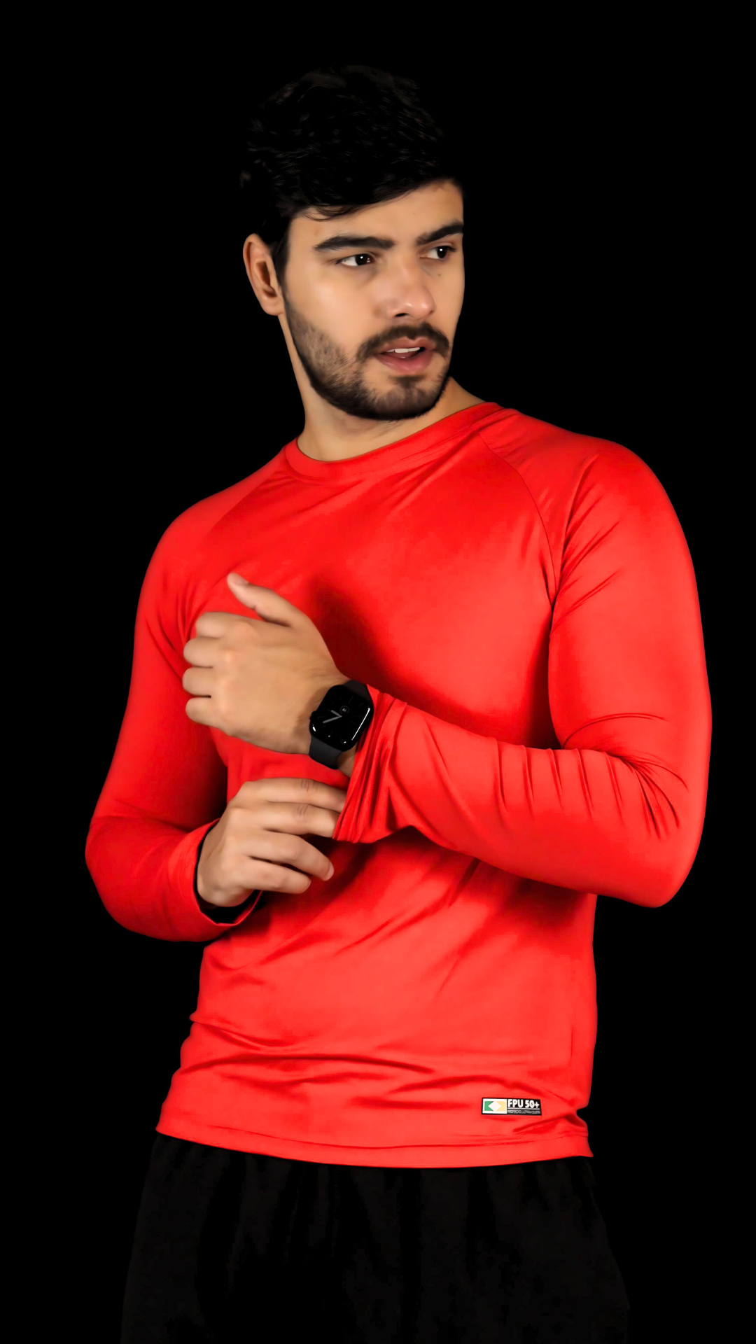 Camiseta Masculina  UV+ Vermelha - Manga Longa