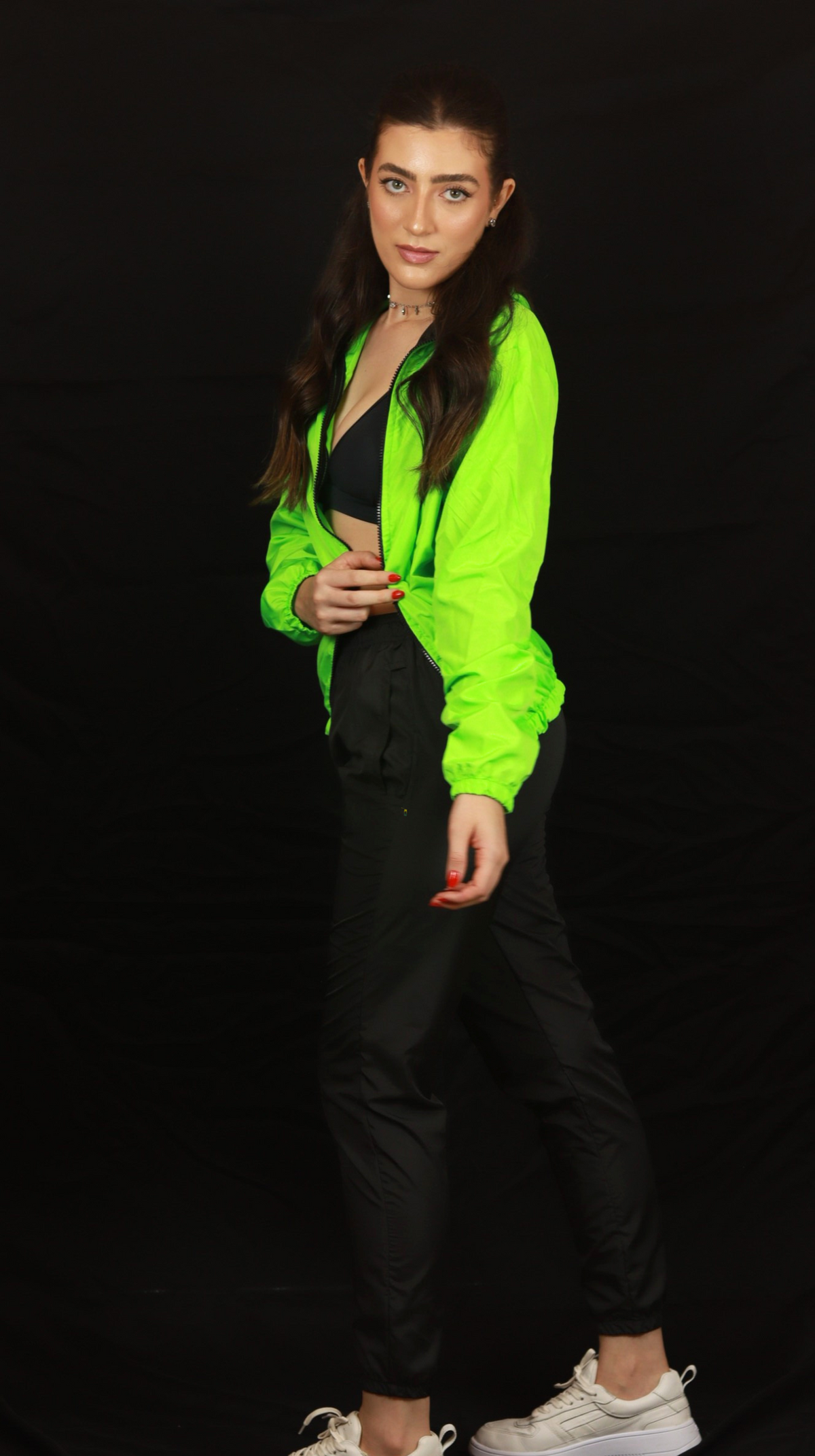 Conjunto Corta Vento Feminino - Verde Neon