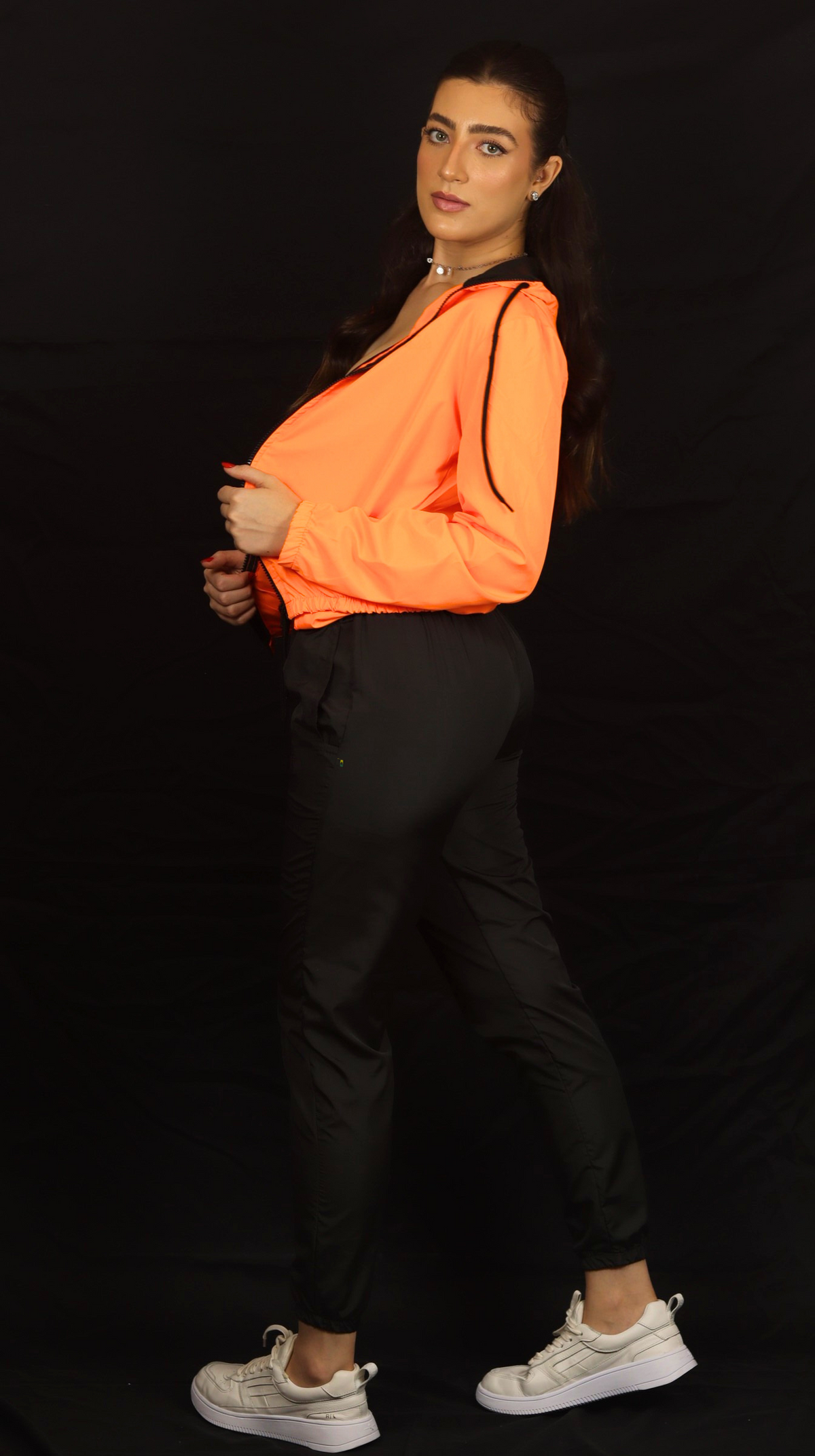 Conjunto Corta Vento Feminino - Laranja Neon