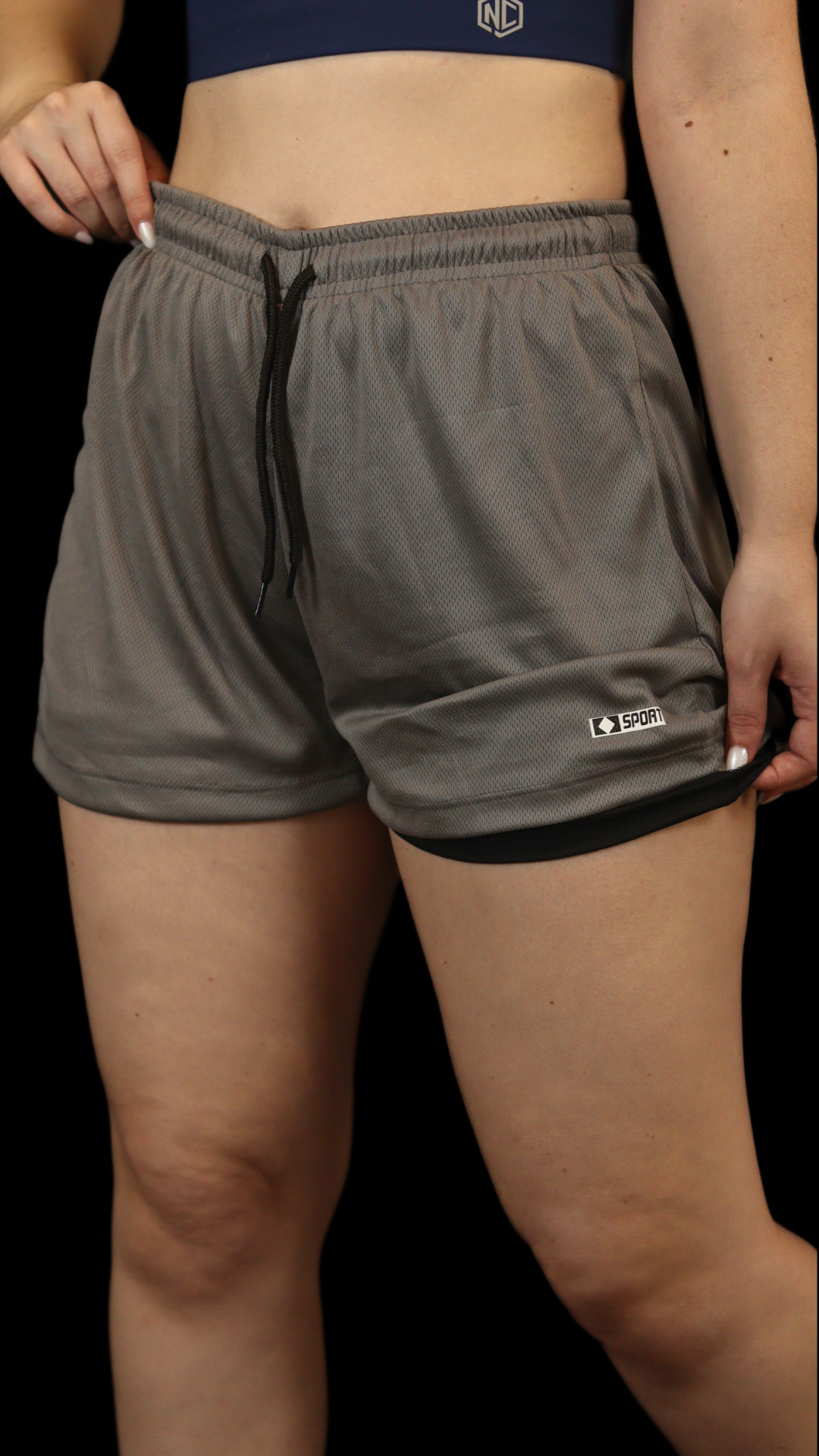 Shorts Sports Feminino 3 em 1 - Chumbo