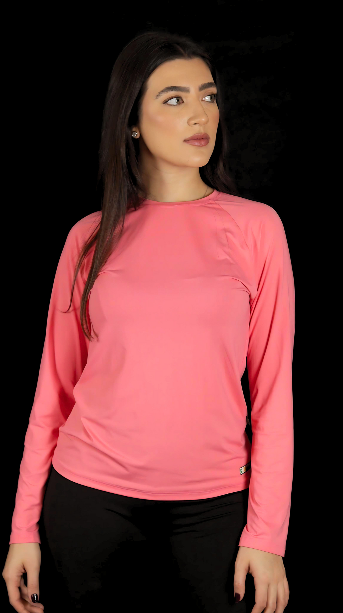 Camiseta Feminina  UV+ Rosa bebê Manga Longa