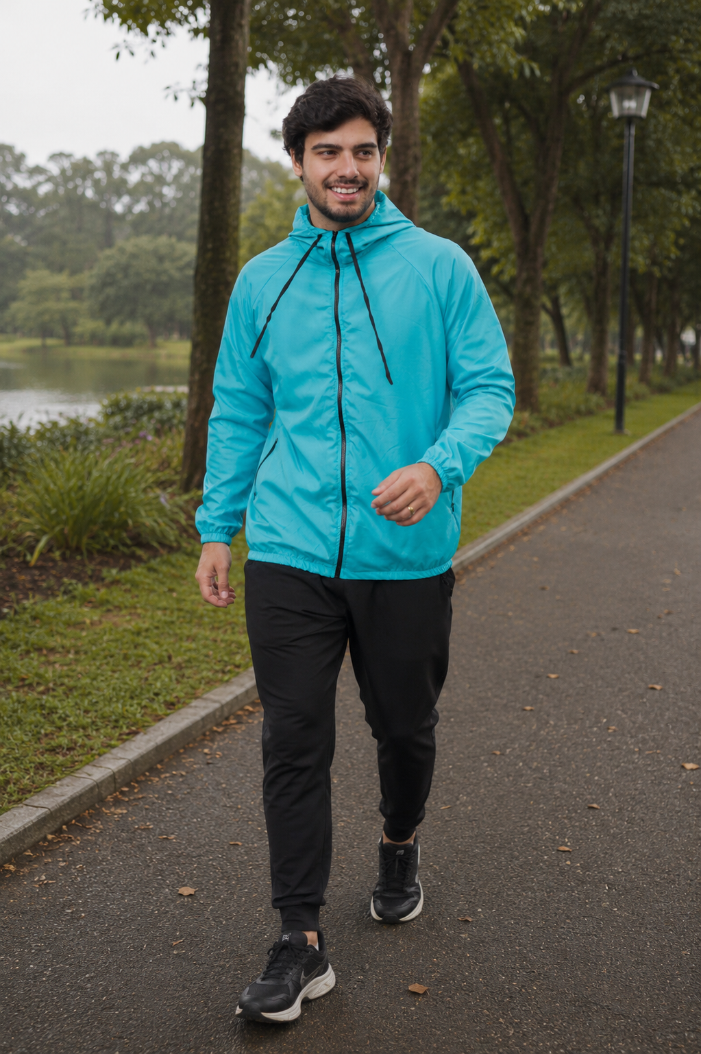 Jaqueta Corta Vento Masculina - Azul Turquesa