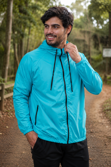 Jaqueta Corta Vento Masculina - Azul Turquesa