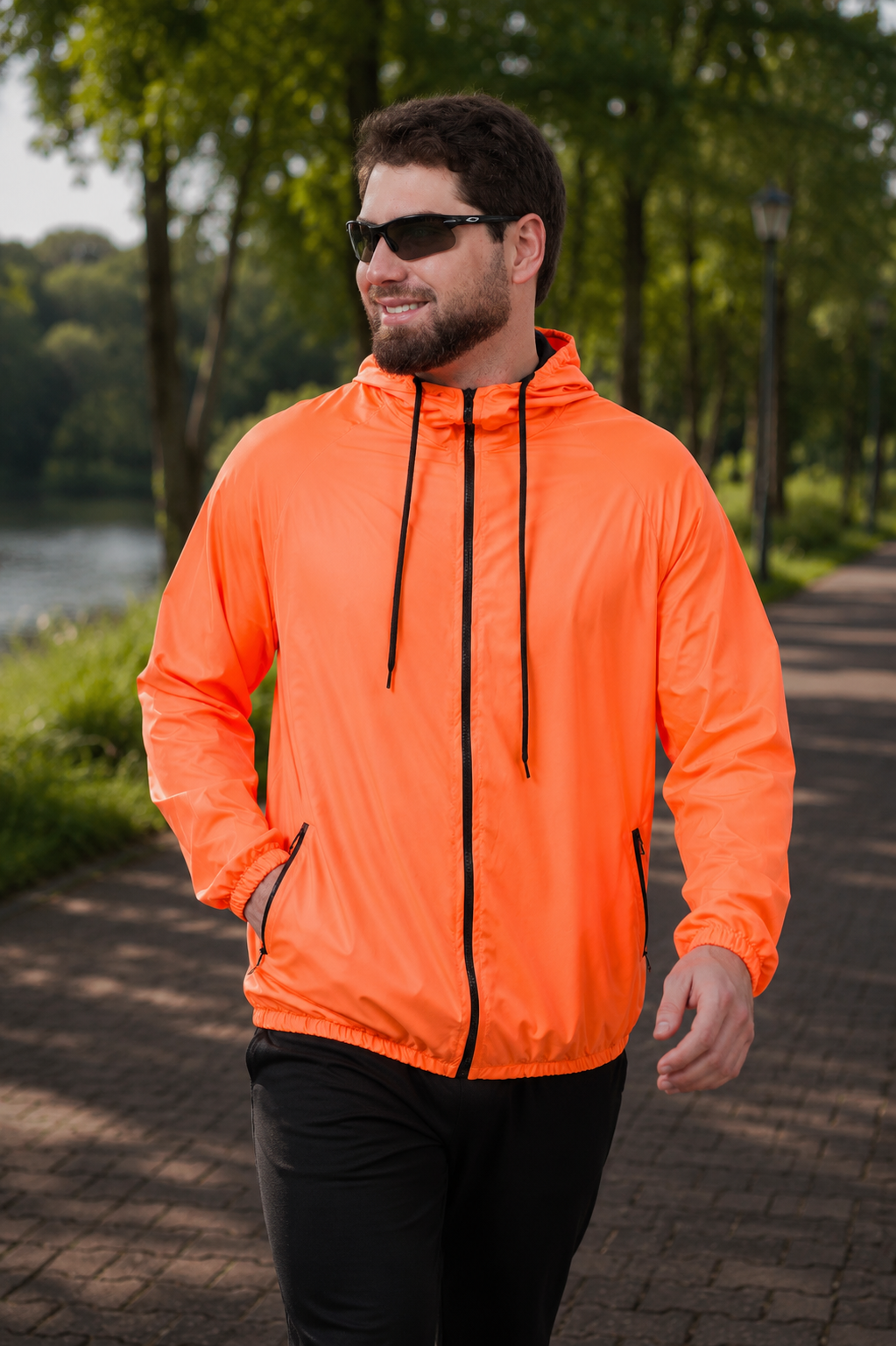 Jaqueta Corta Vento Masculina - Laranja Neon