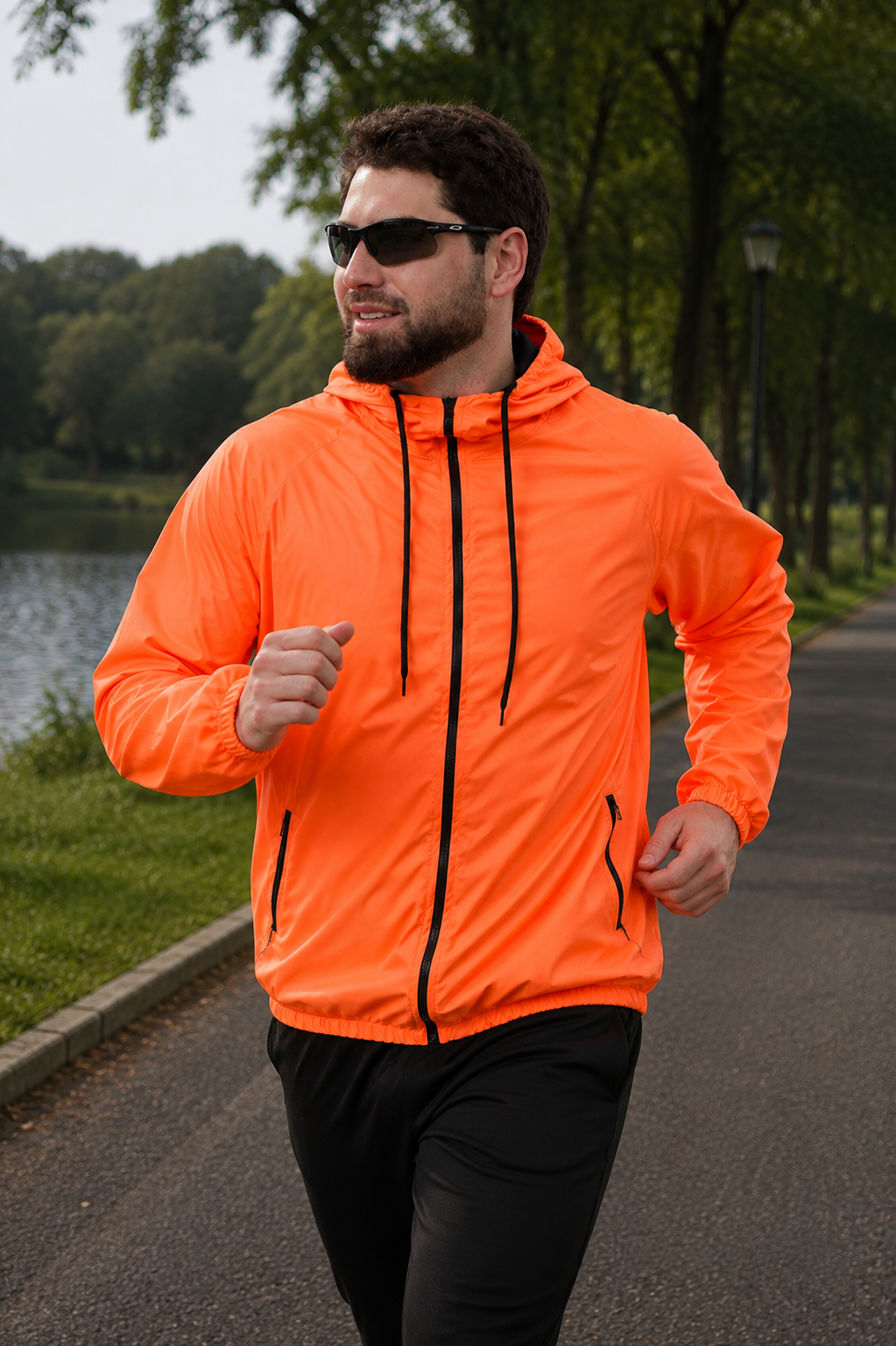 Jaqueta Corta Vento Masculina - Laranja Neon