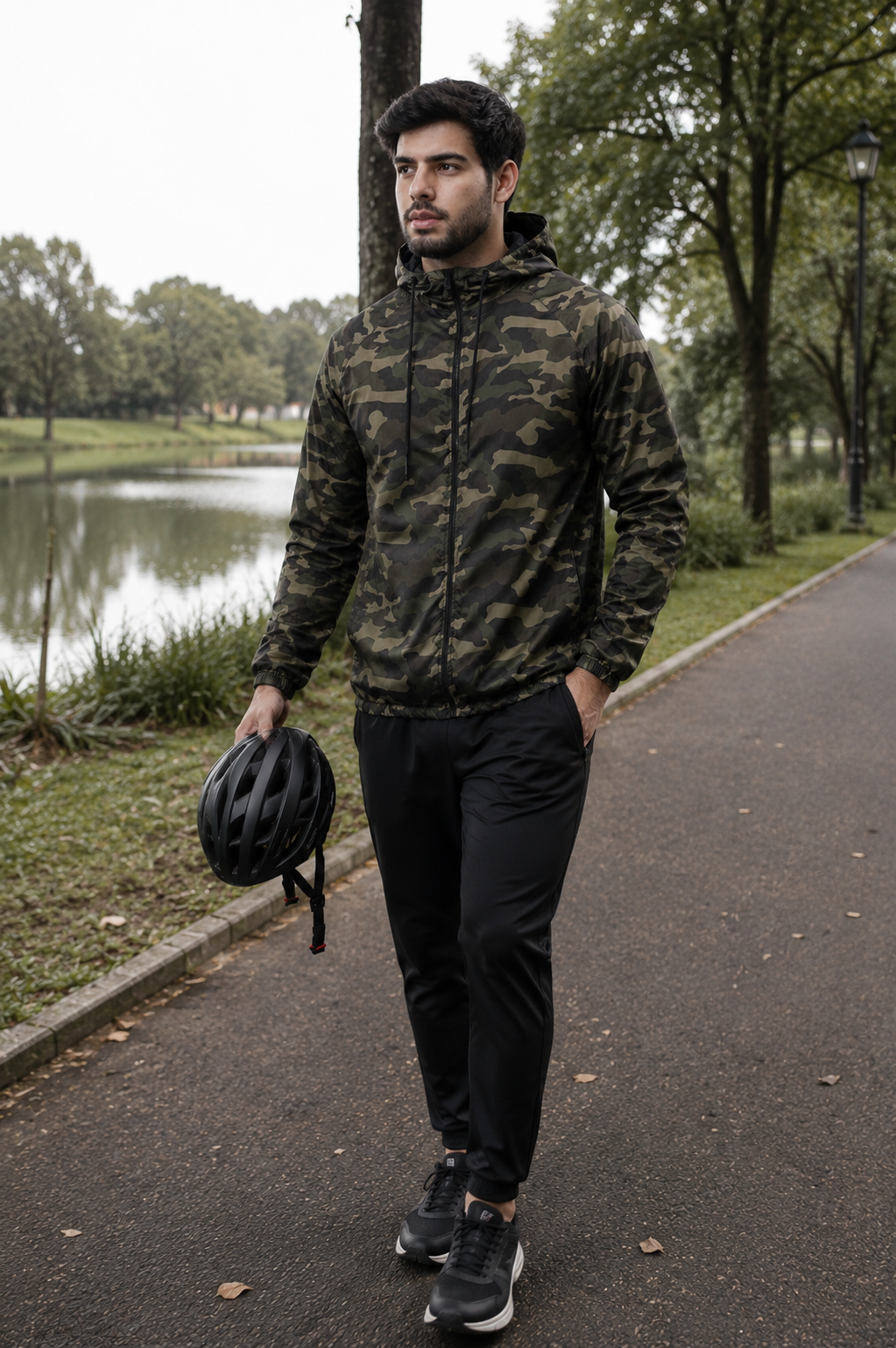 Jaqueta Corta Vento Masculina - Camuflada Verde