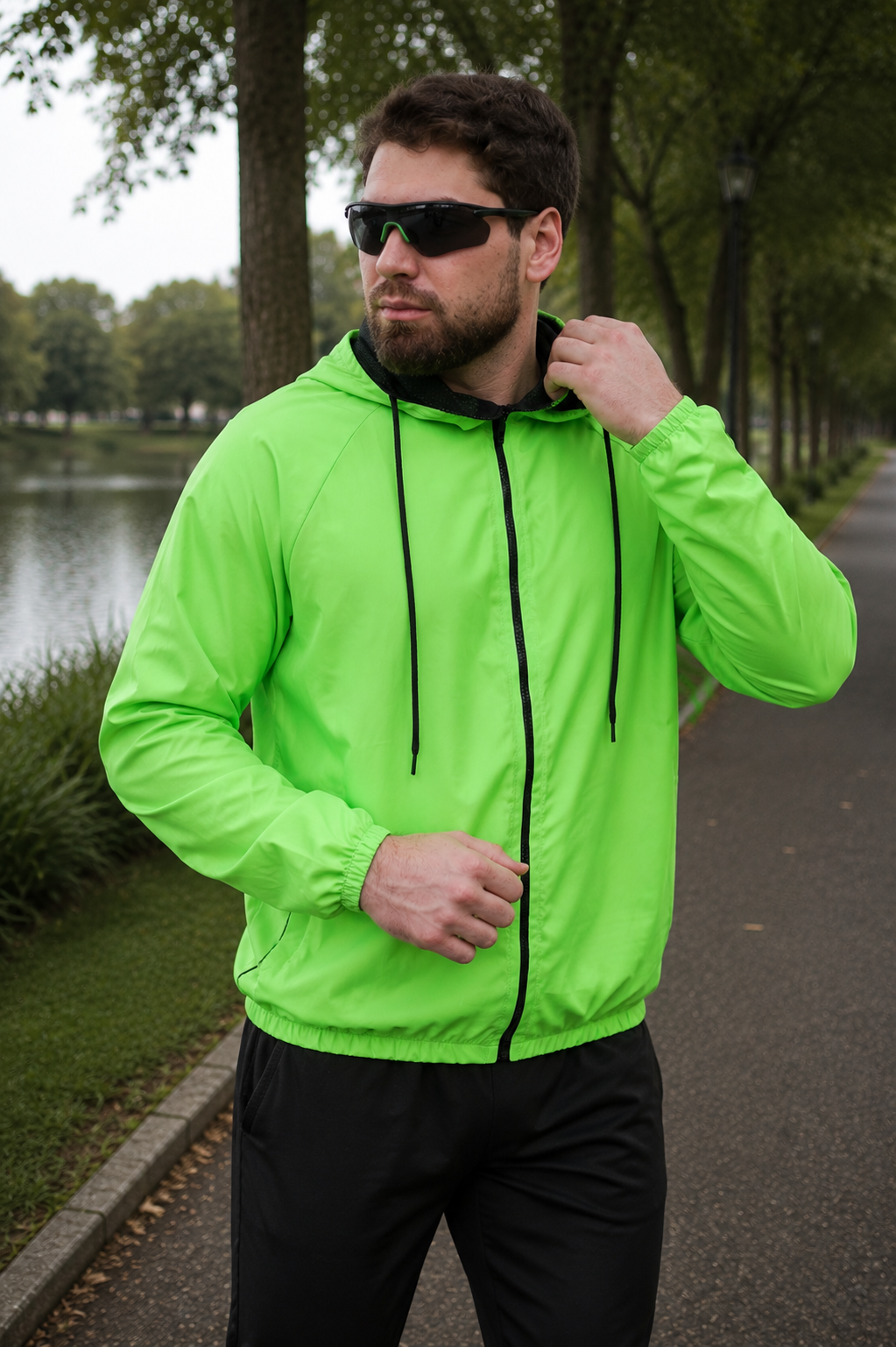 Jaqueta Corta Vento Masculina - Verde Neon