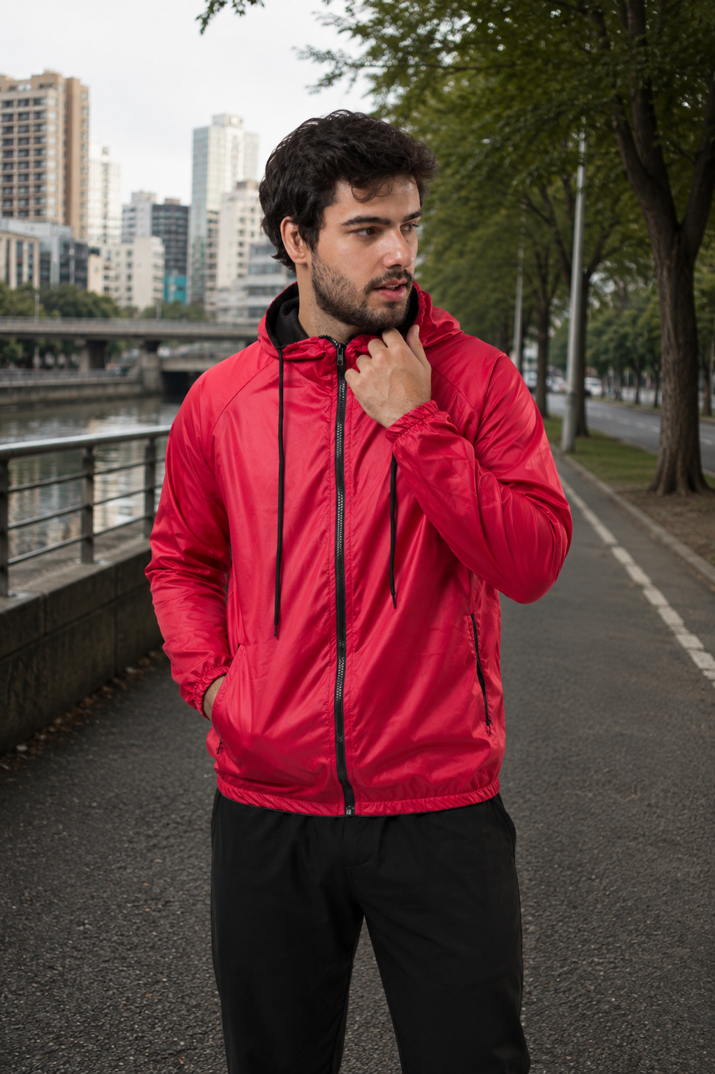 Jaqueta Corta Vento Masculina - Vermelho