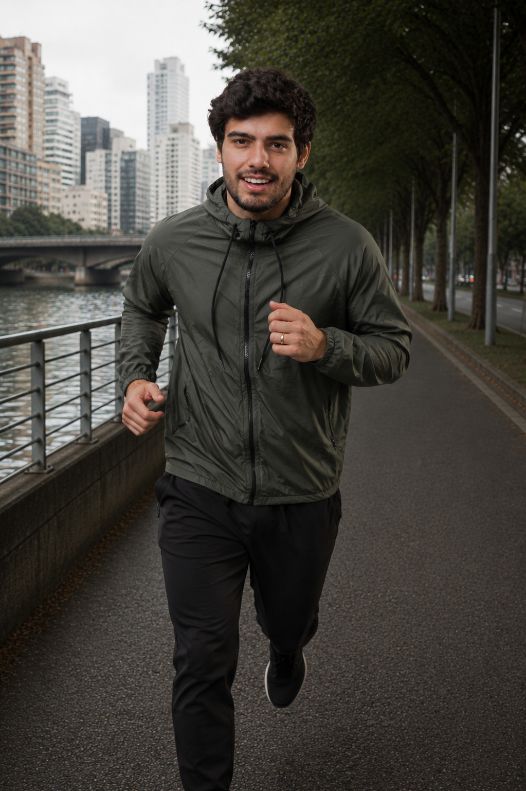 Jaqueta Corta Vento Masculina - Verde Escuro