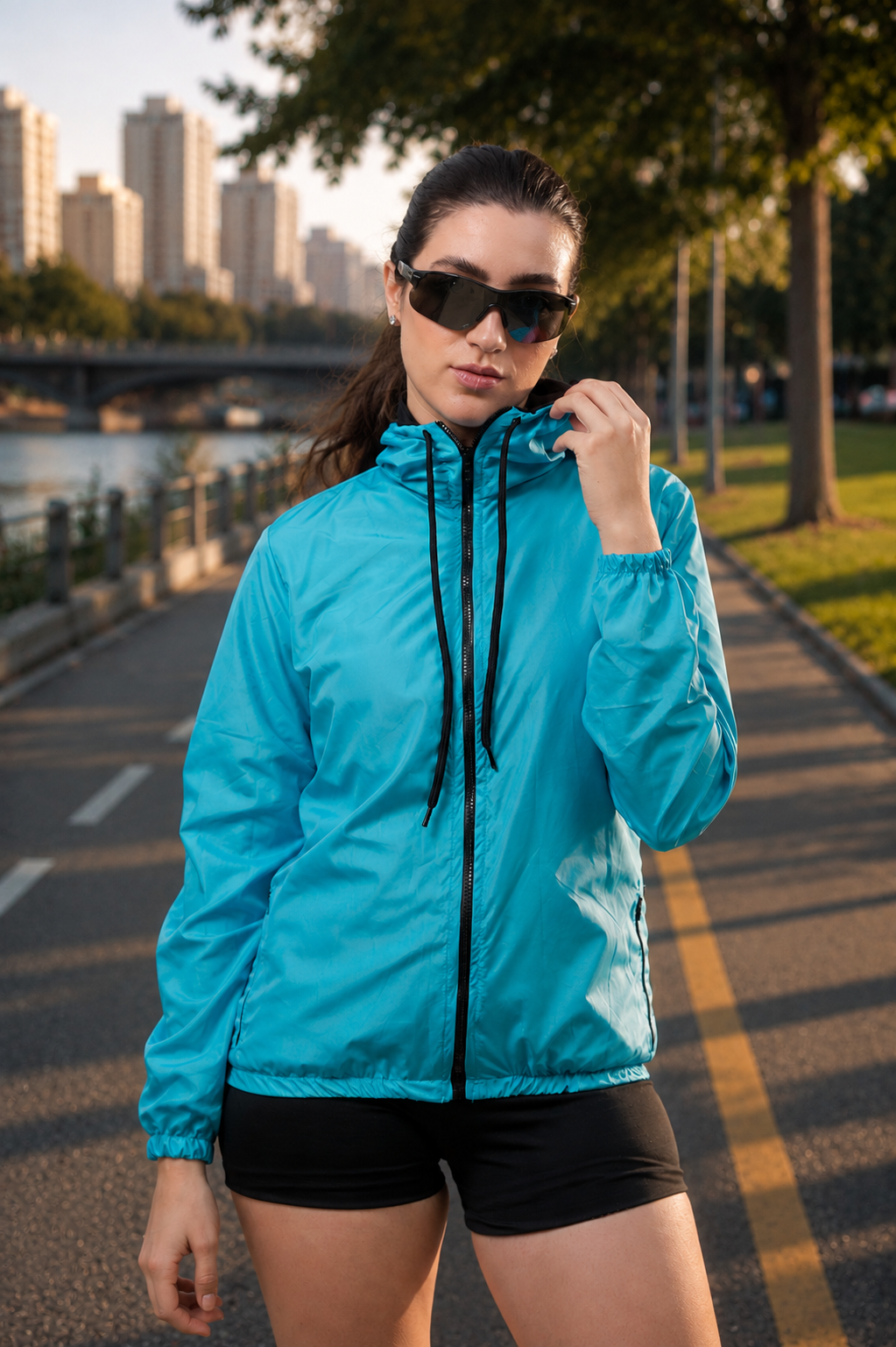 Jaqueta Corta Vento Feminino - Azul Turquesa