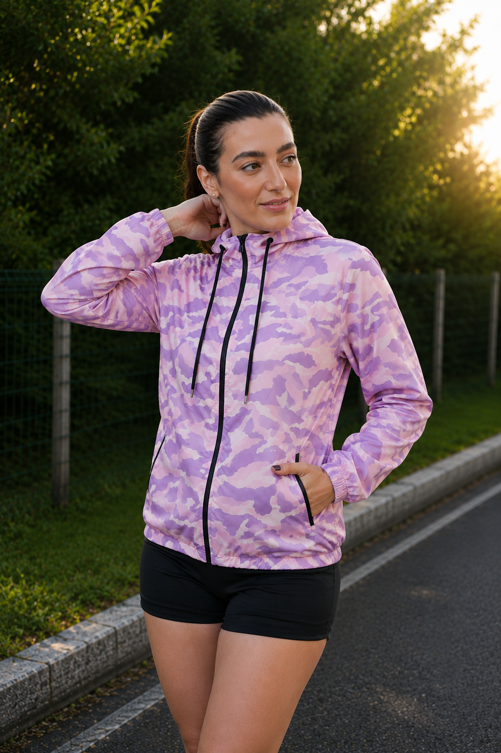 Jaqueta Corta Vento Feminina  - Camuflada Rosa