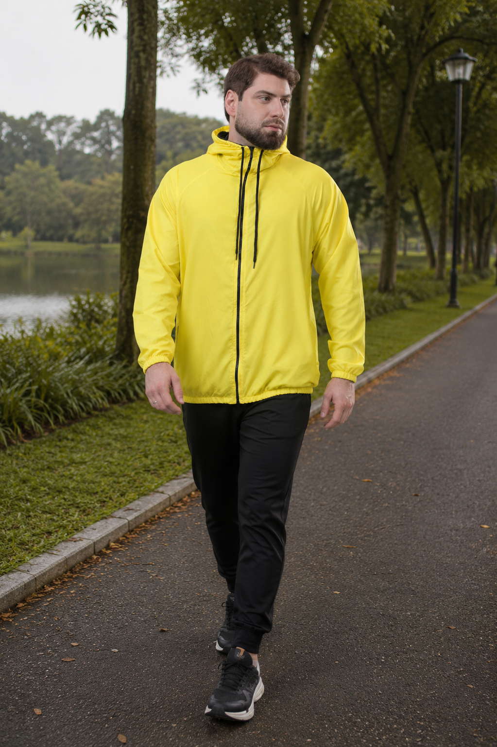 Jaqueta Corta Vento Masculina - Amarelo Neon