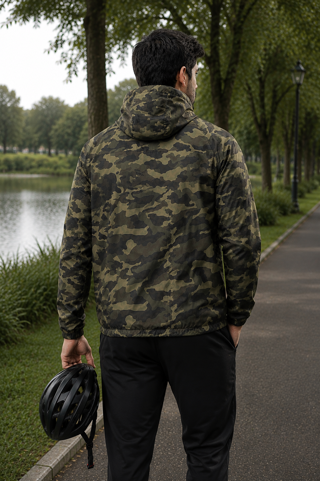 Jaqueta Corta Vento Masculina - Camuflada Verde