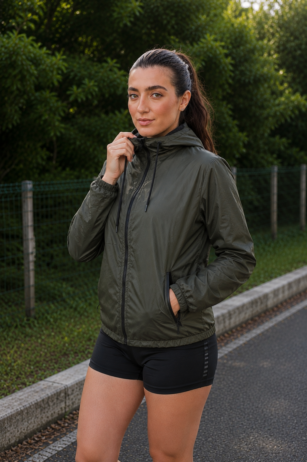 Jaqueta Corta Vento Feminina  -  Verde Escuro