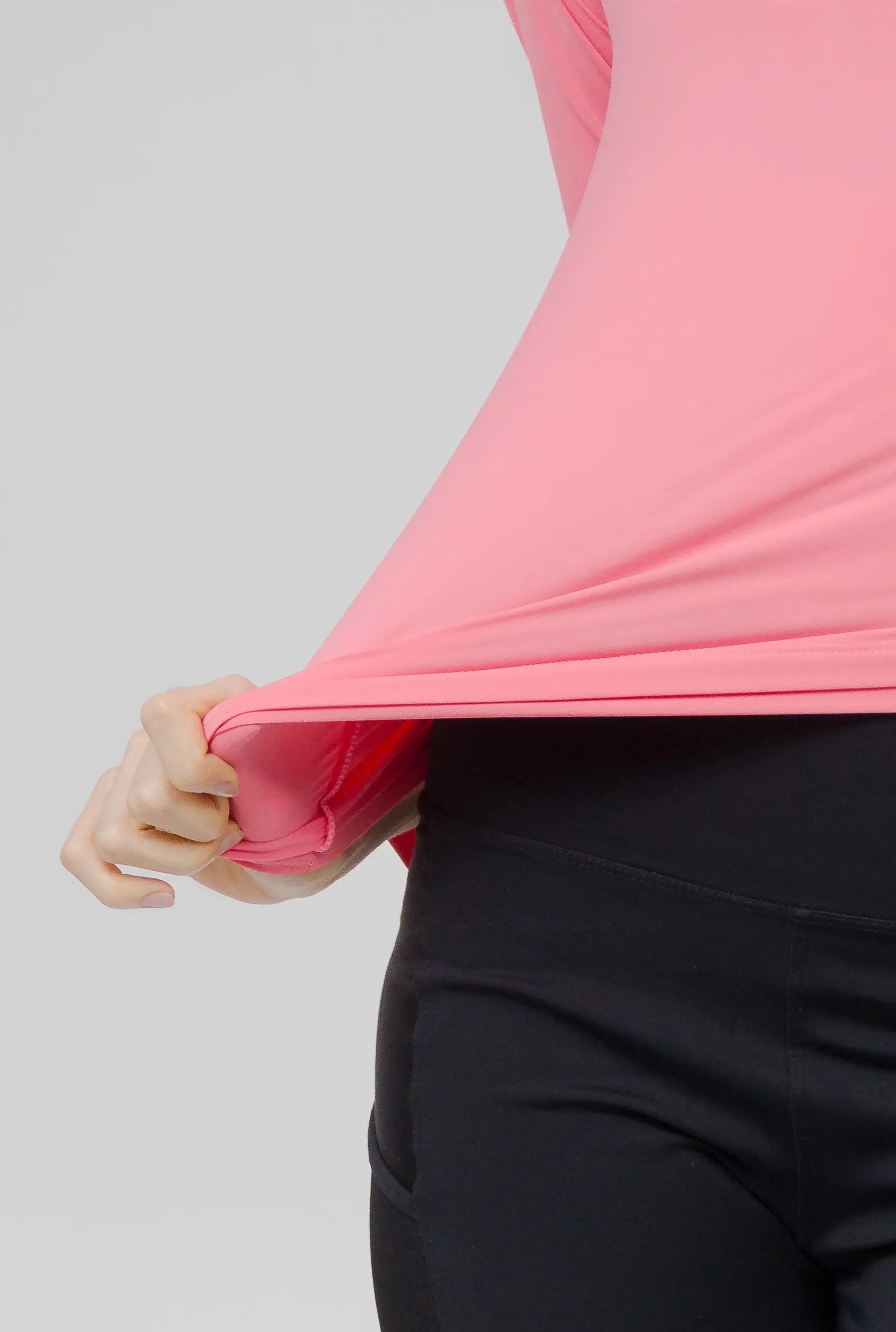 Camiseta Feminina  UV+ Rosa bebê - Manga Longa