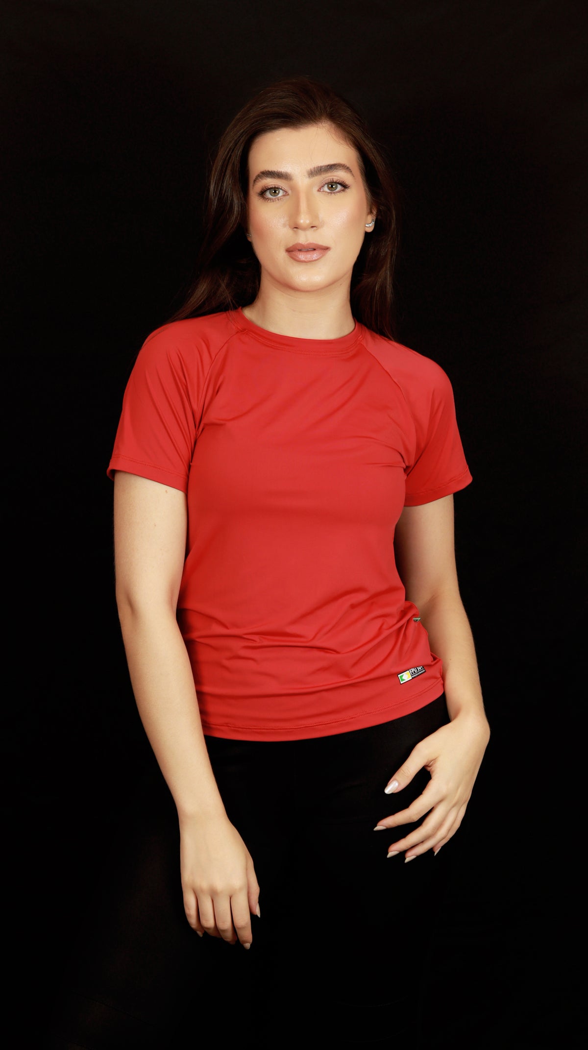 Camiseta Feminina  UV+ Vermelha - Manga Curta