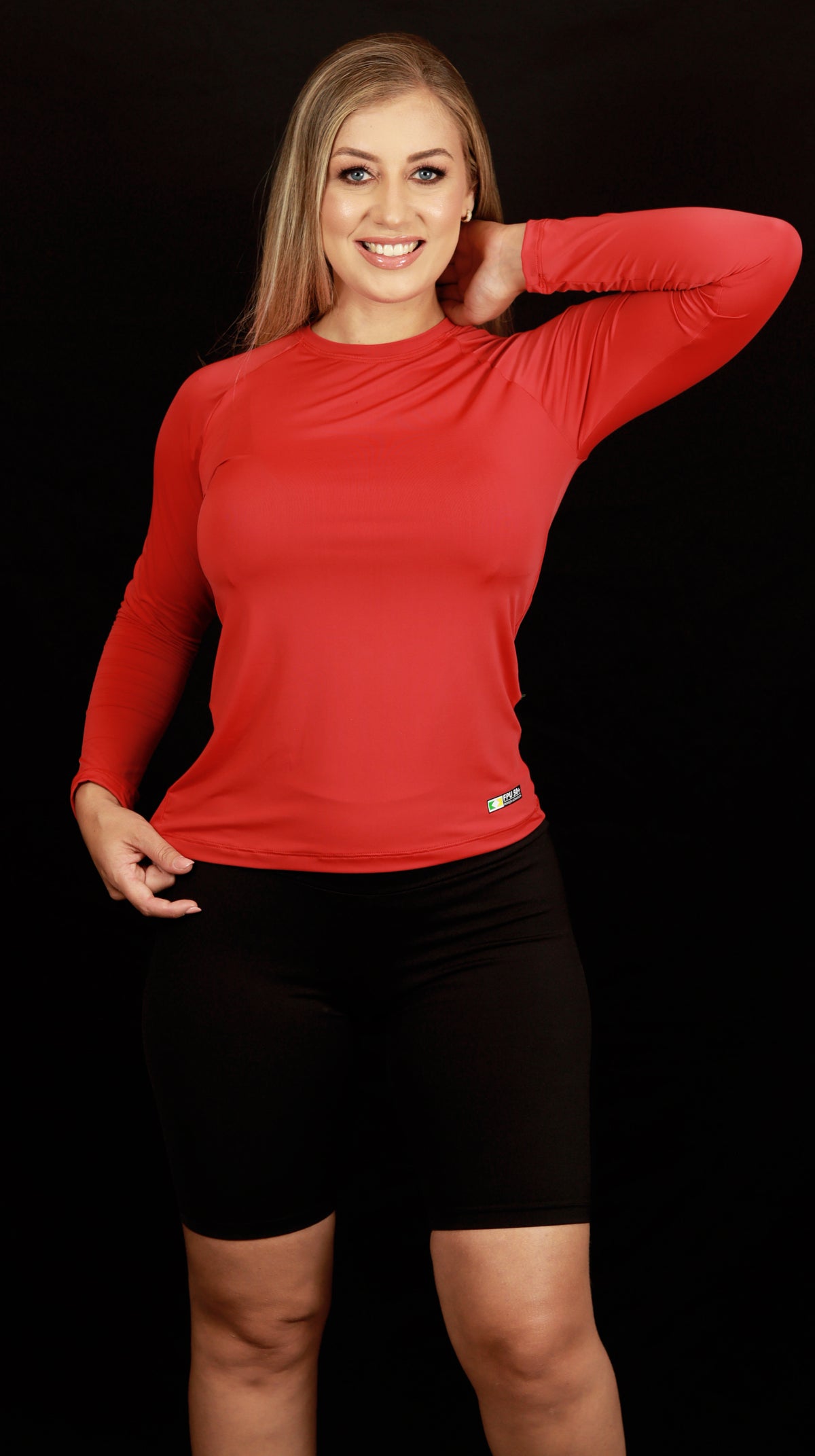 Camiseta Feminina  UV+ Vermelha - Manga Longa