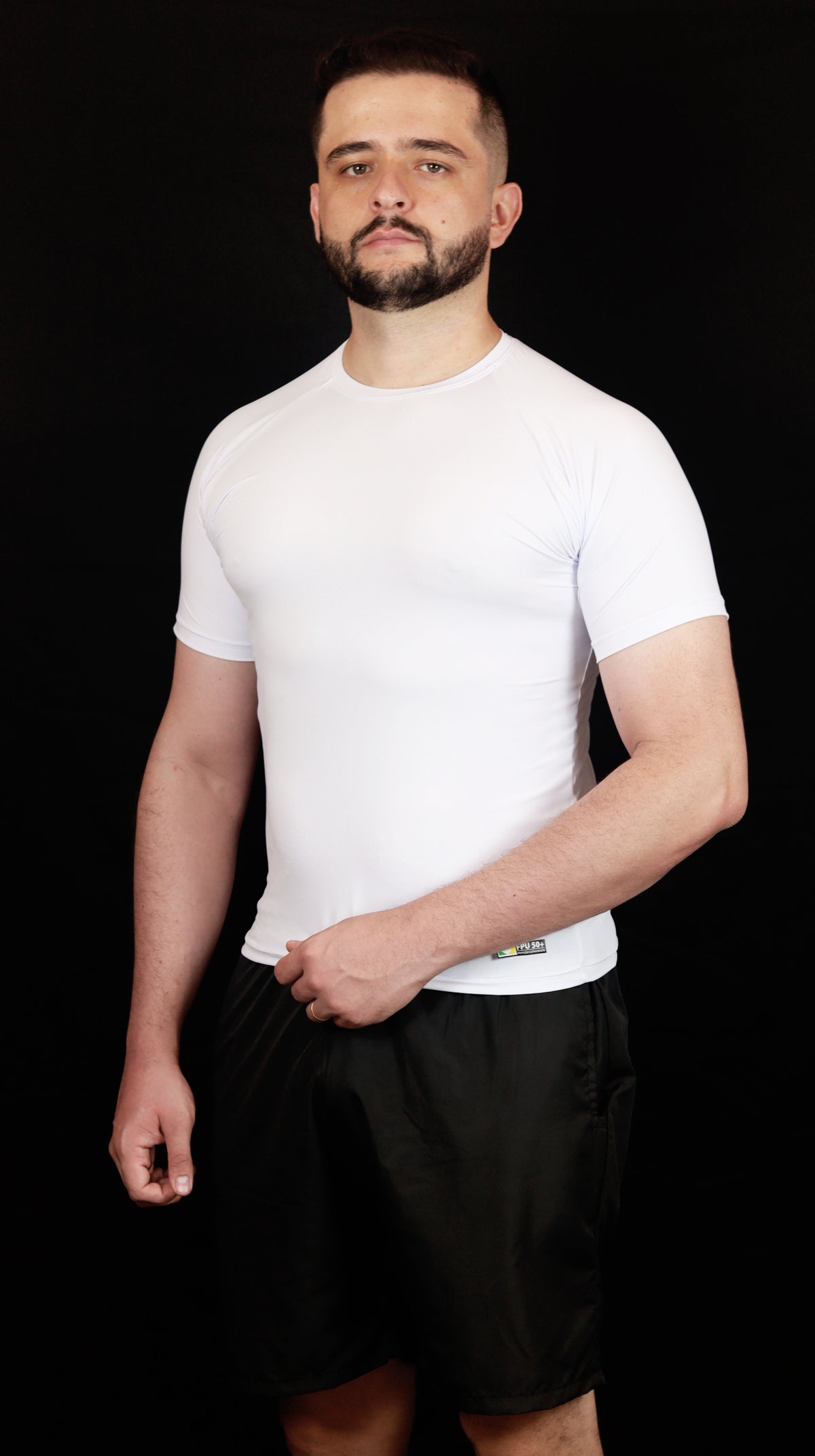 Camiseta Masculina  UV+ Branca - Manga Curta