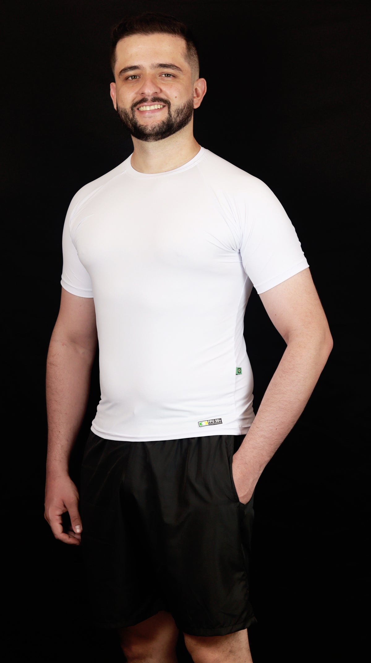 Camiseta Masculina  UV+ Branca - Manga Curta