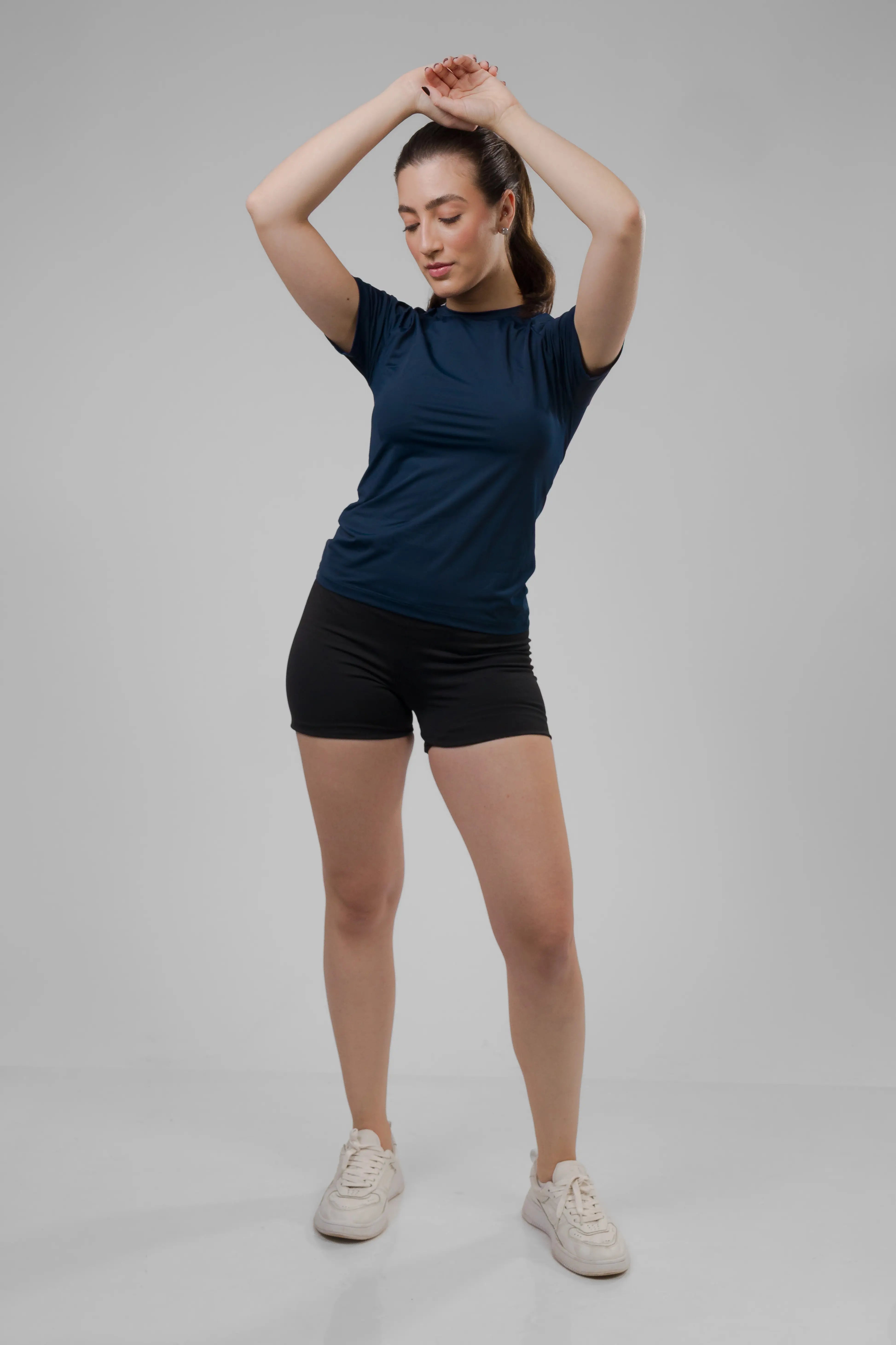Camiseta Feminina  UV+ Azul Marinho - Manga Curta
