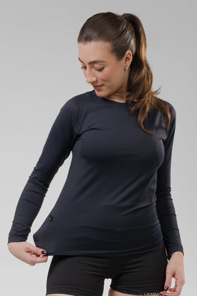 Camiseta Feminina  UV+ Preta - Manga Longa