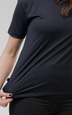 Camiseta Feminina  UV+ Preta - Manga Curta
