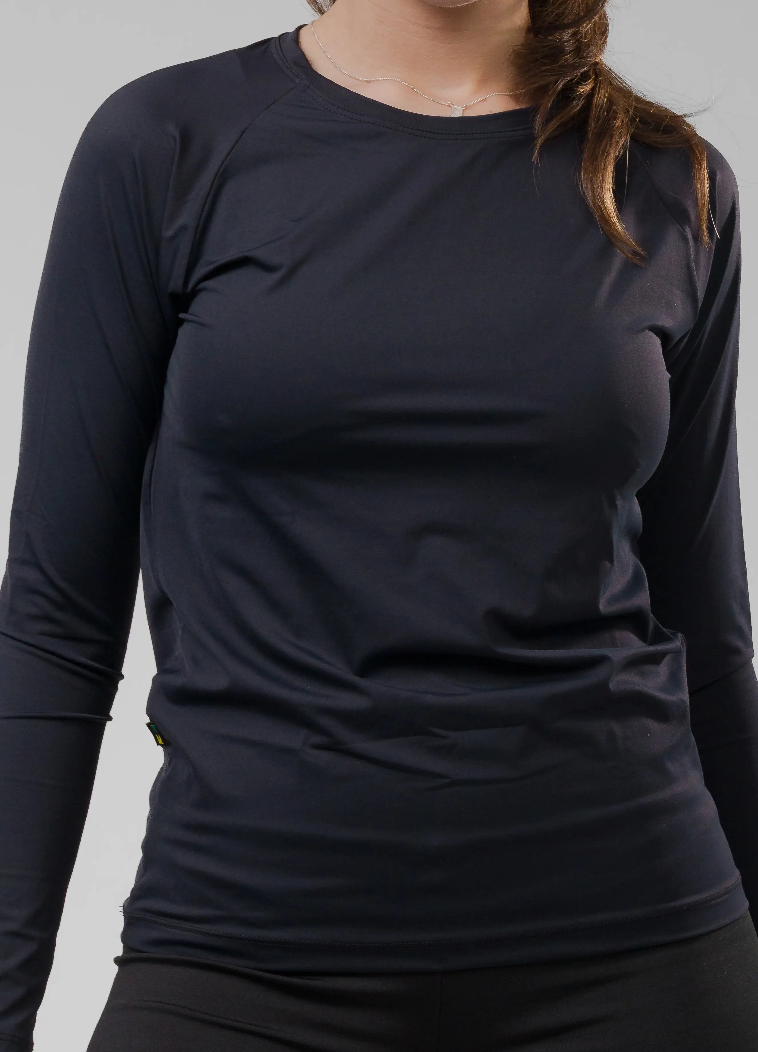 Camiseta Feminina  UV+ Preta - Manga Longa