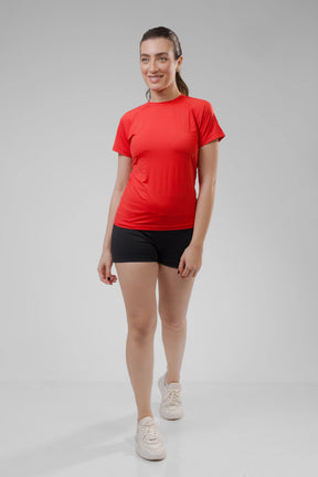 Camiseta Feminina  UV+ Vermelha - Manga Curta