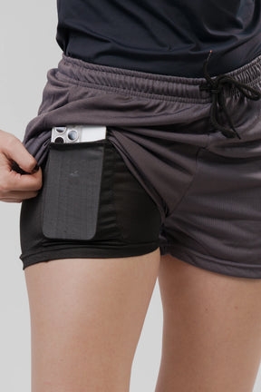 Shorts Feminino 2 em 1 - Chumbo